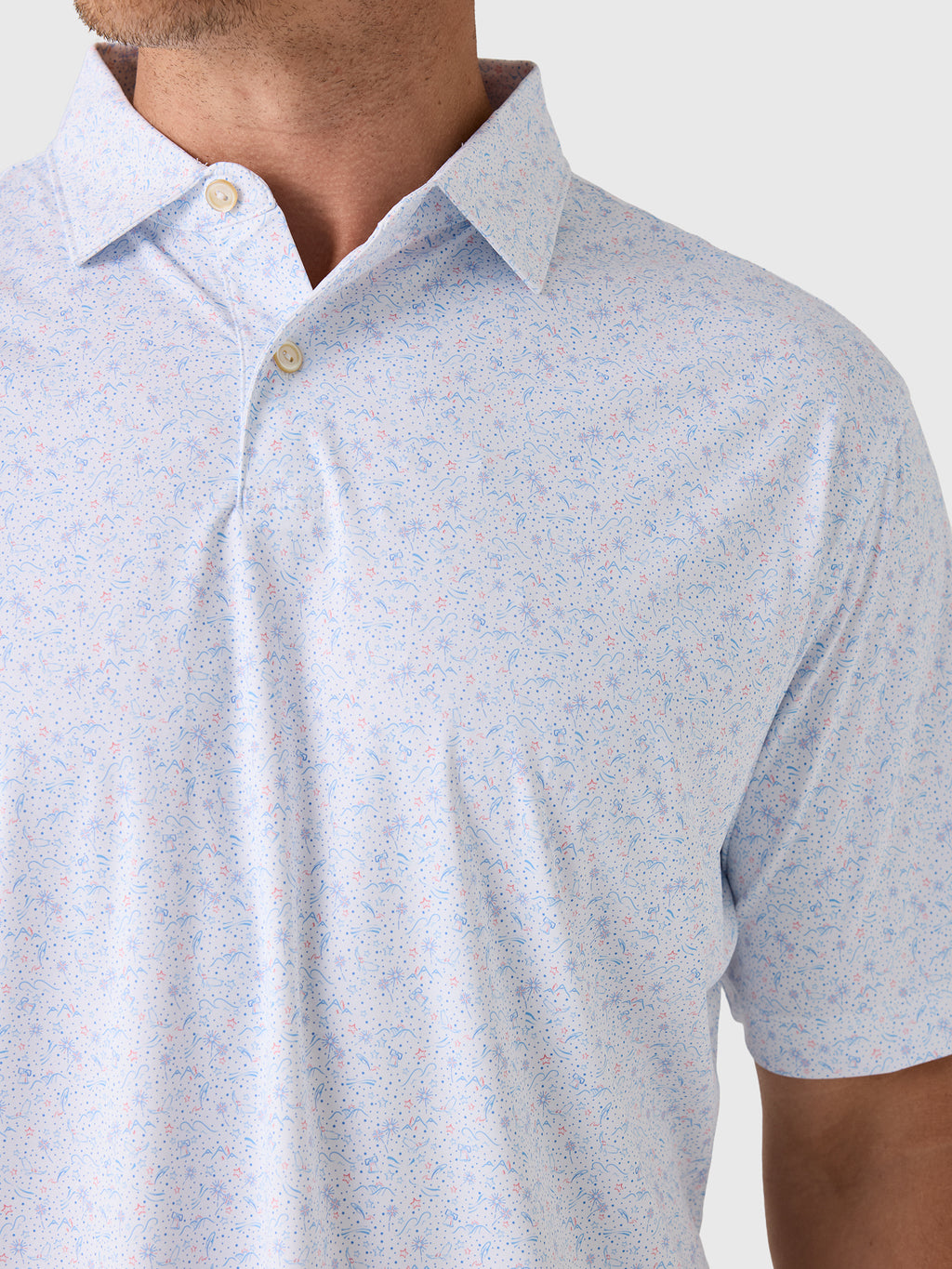 Peter Millar Crown Sport Men's Featherweight Land Of The Free Performance Polo - Saint Bernard