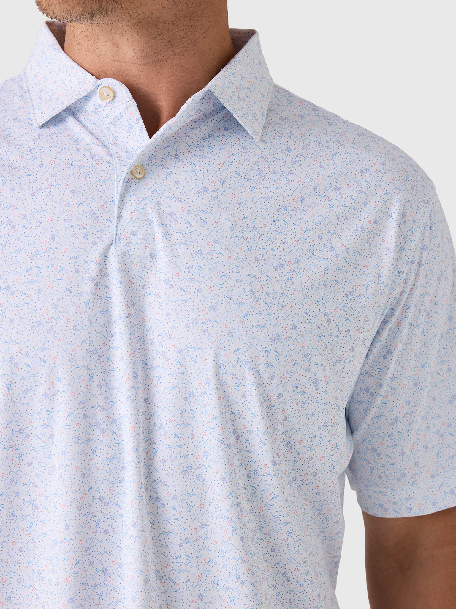 Peter Millar Crown Sport Men's Featherweight Land Of The Free Performance Polo - Saint Bernard