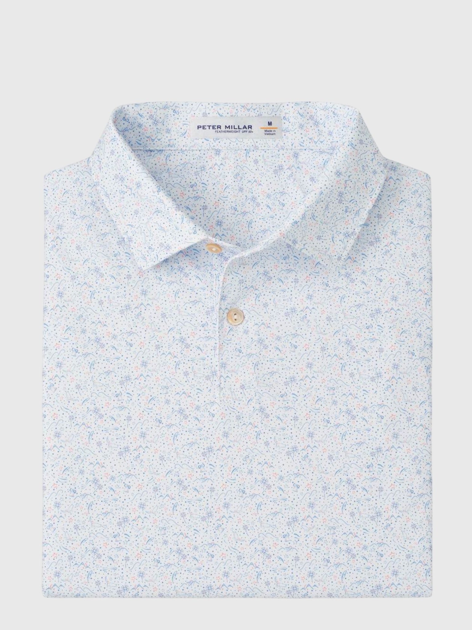 Peter Millar Crown Sport Men's Featherweight Land Of The Free Performance Polo - Saint Bernard