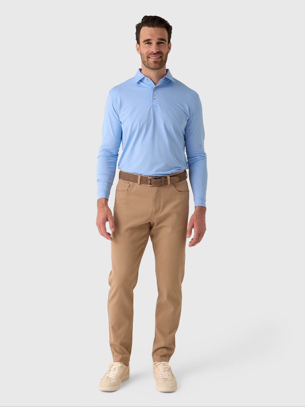 Peter Millar Crown Sport Men's Holden Long-Sleeve Performance Jersey Polo - Saint Bernard