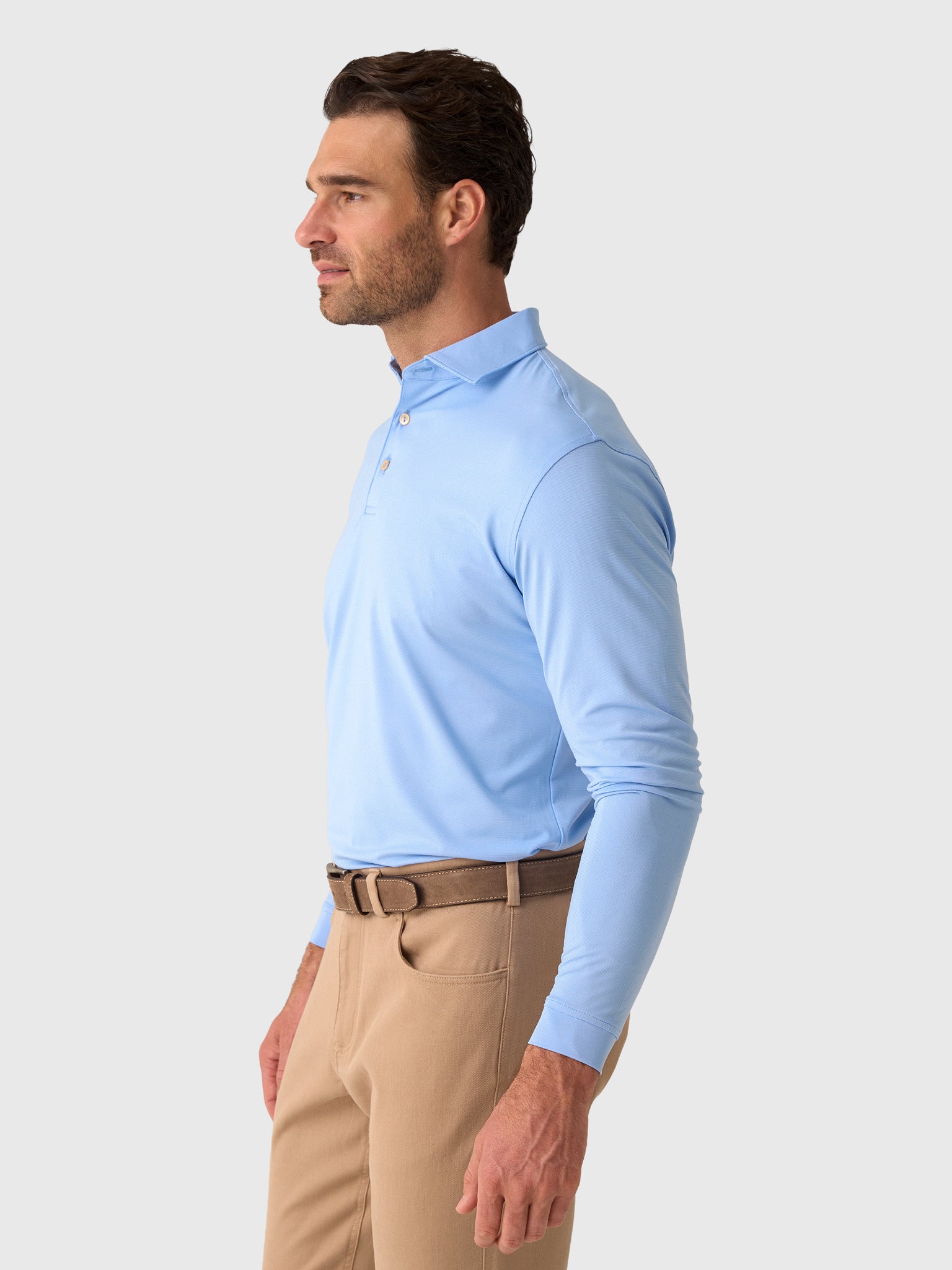 Peter Millar Crown Sport Men's Holden Long-Sleeve Performance Jersey Polo - Saint Bernard