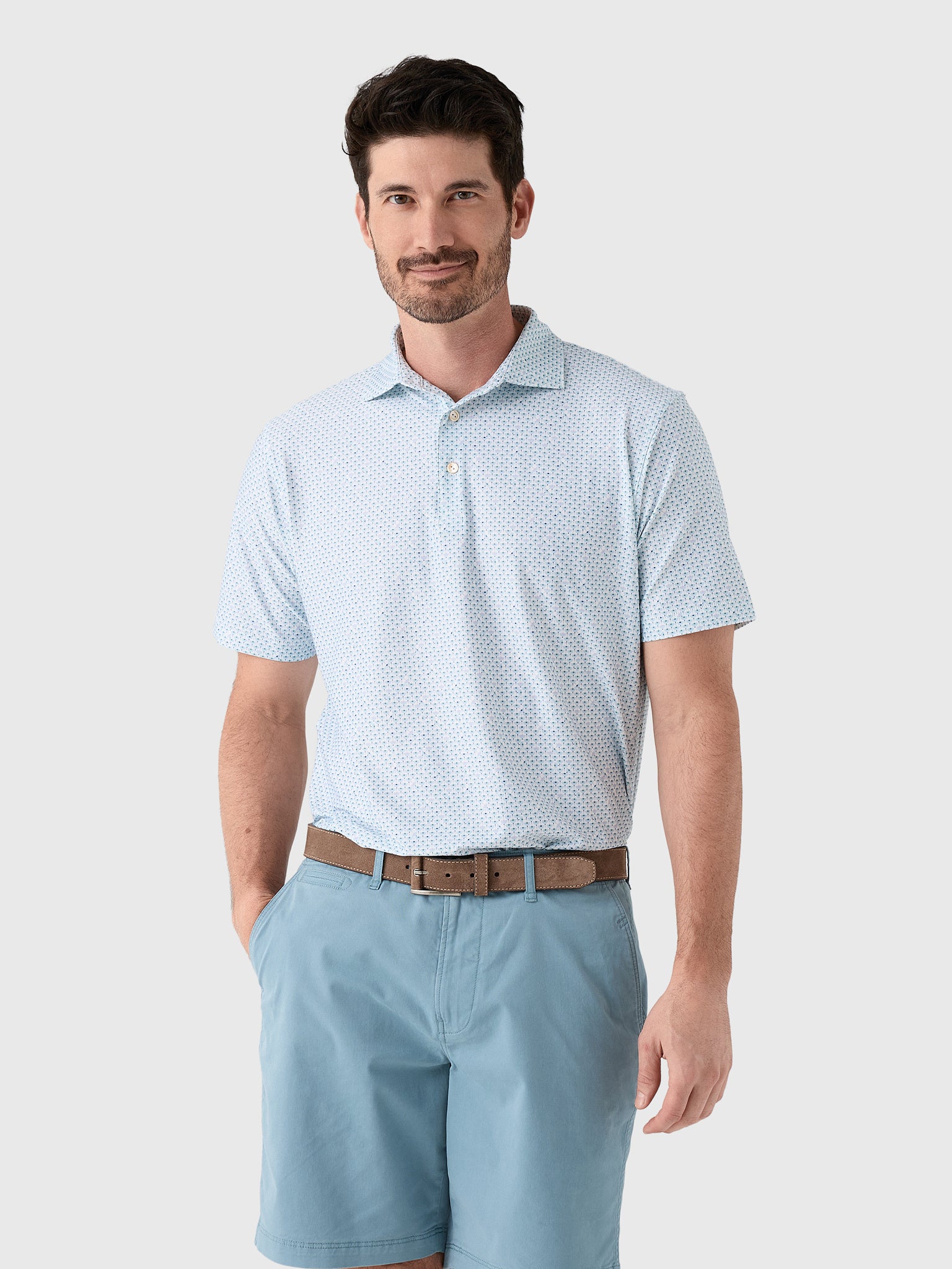 Peter Millar Crown Sport Men's Flock Performance Jersey Polo - Saint Bernard