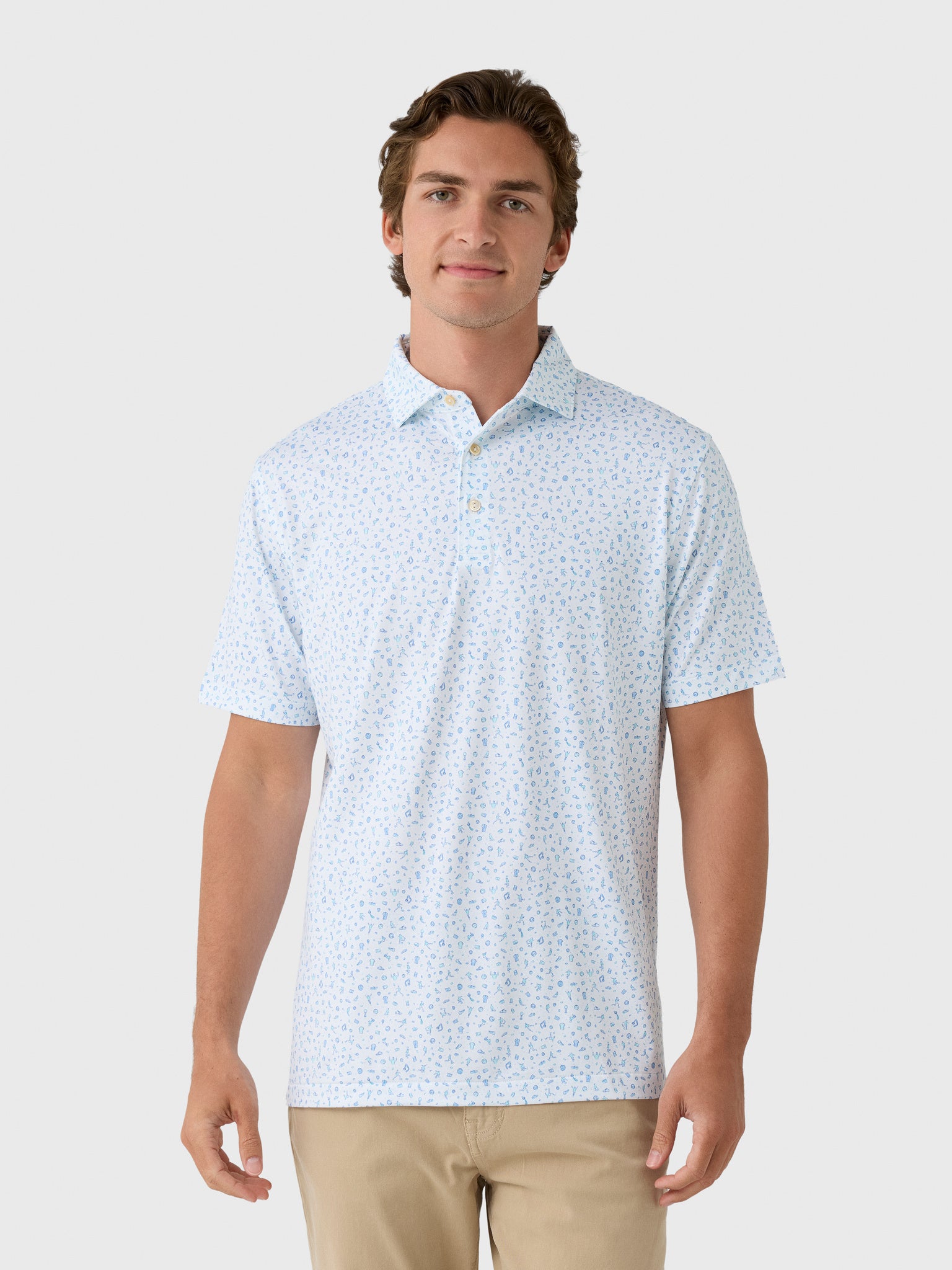 Peter Millar Crown Sport Men's Goalie Performance Jersey Polo - Saint Bernard