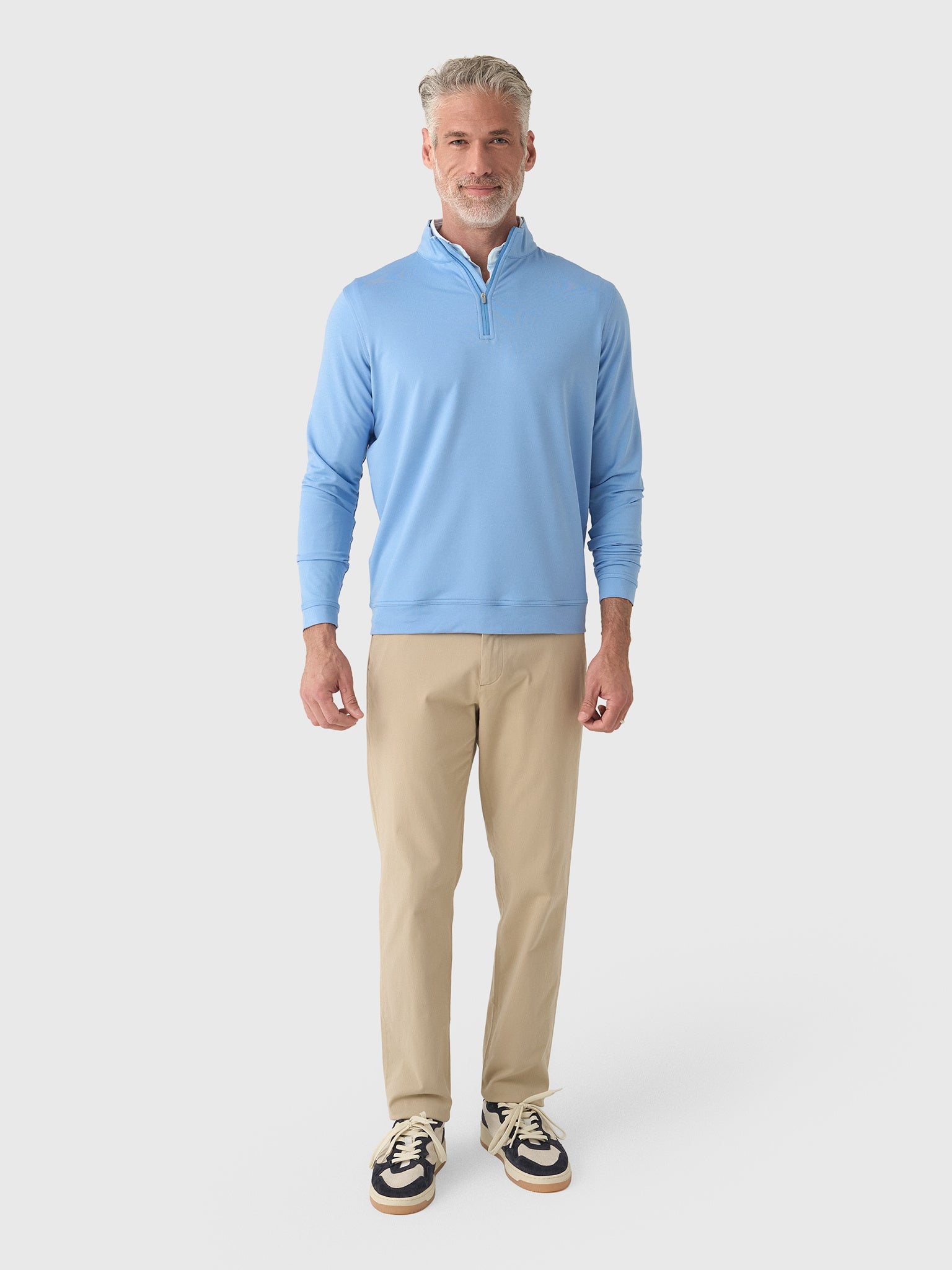 Peter Millar Crown Sport Men's Perth Mélange Performance Quarter-Zip - Saint Bernard