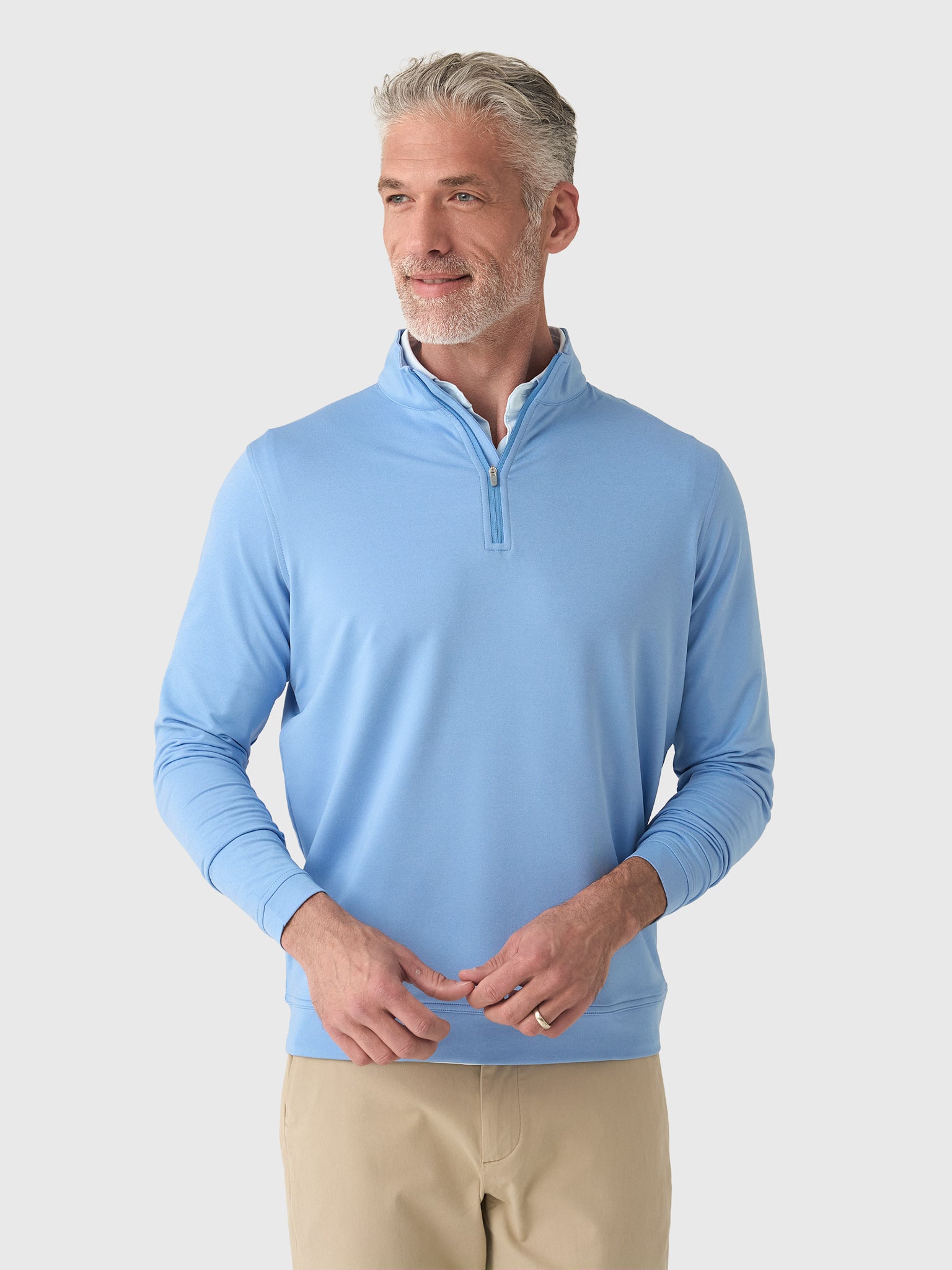 Peter Millar Crown Sport Men's Perth Mélange Performance Quarter-Zip - Saint Bernard