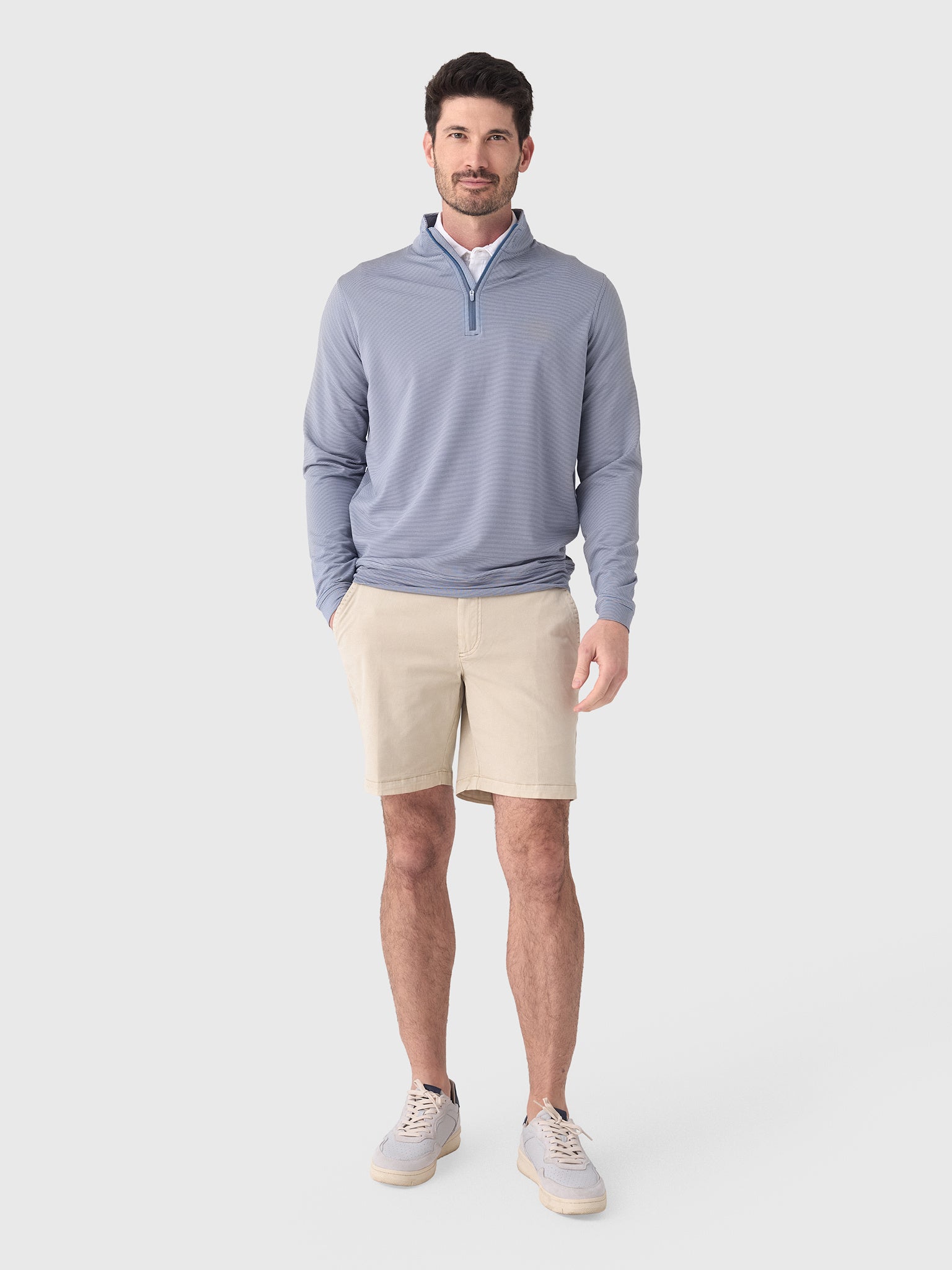 Peter Millar Crown Sport Men's Perth Sugar Stripe Performance Quarter-Zip - Saint Bernard