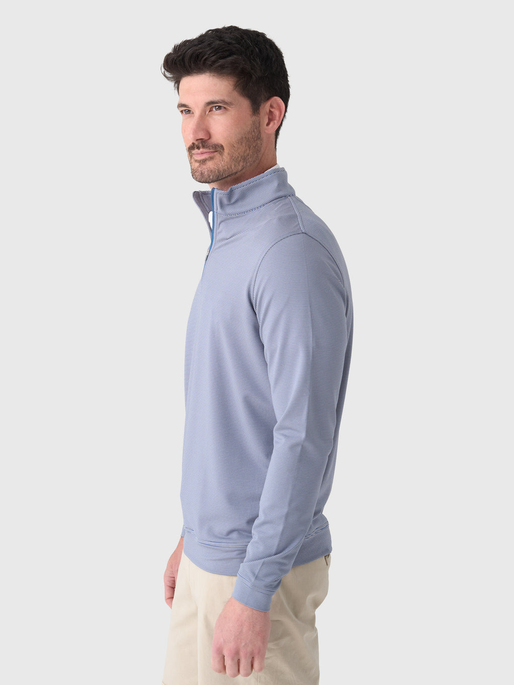 Peter Millar Crown Sport Men's Perth Sugar Stripe Performance Quarter-Zip - Saint Bernard