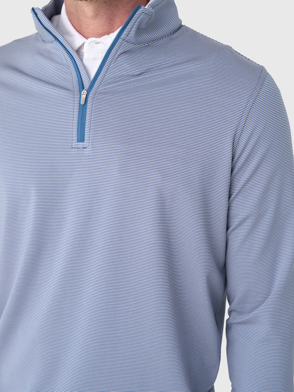 Peter Millar Crown Sport Men's Perth Sugar Stripe Performance Quarter-Zip - Saint Bernard