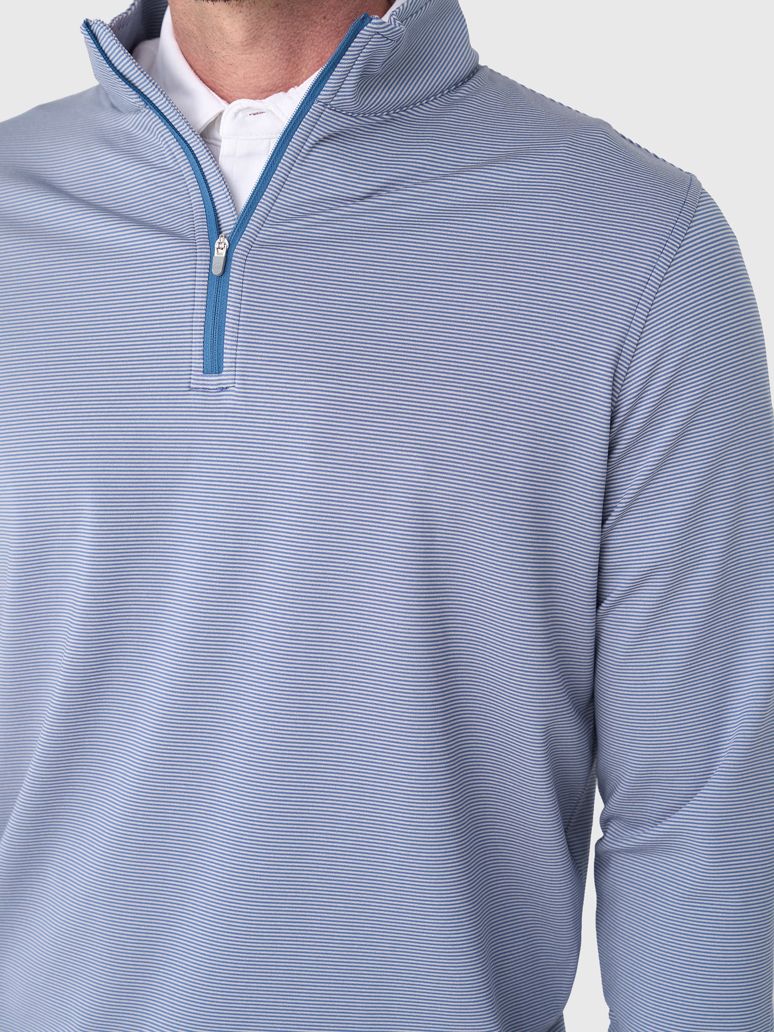 Peter Millar Crown Sport Men's Perth Sugar Stripe Performance Quarter-Zip - Saint Bernard
