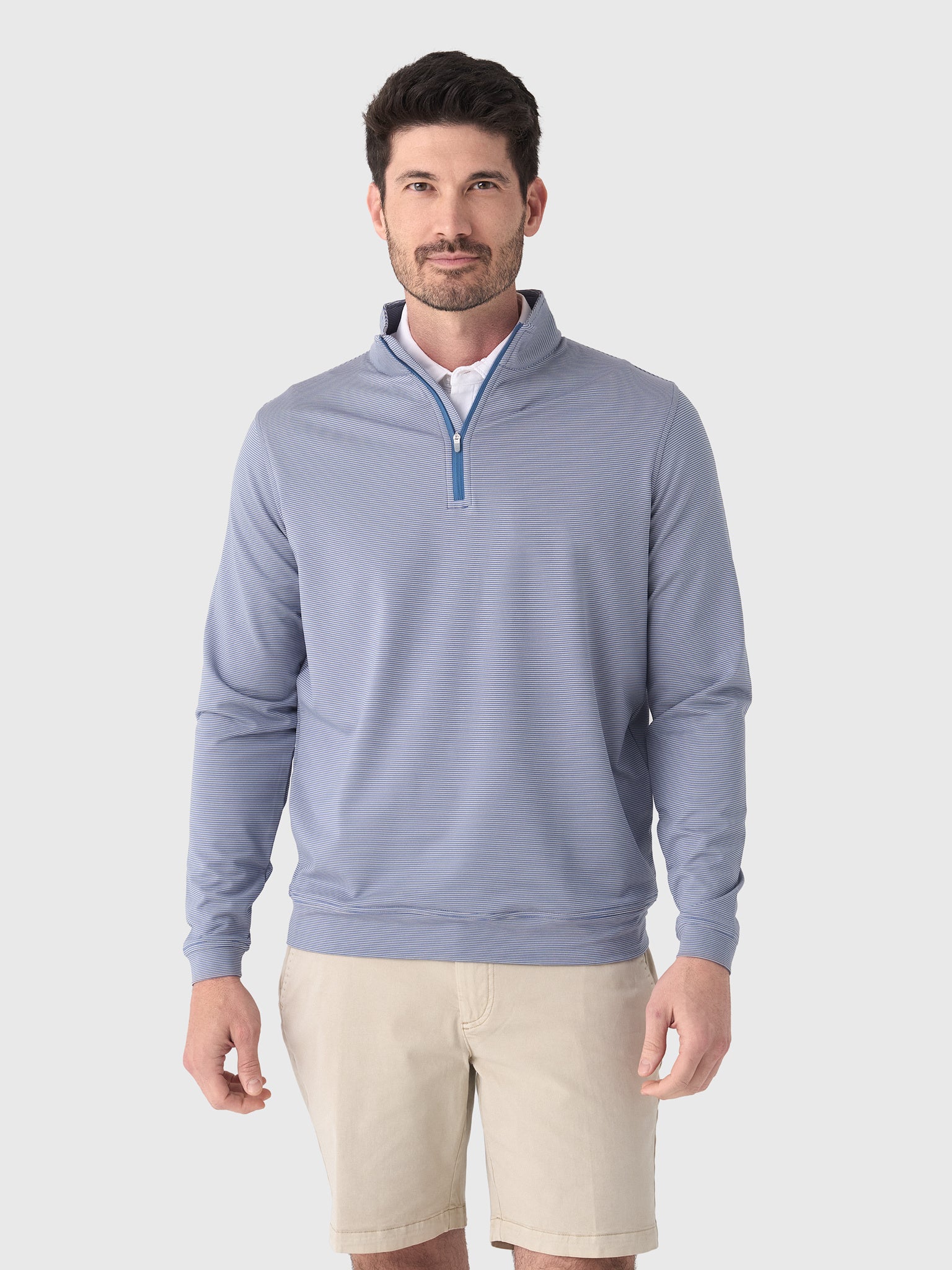 Peter Millar Crown Sport Men's Perth Sugar Stripe Performance Quarter-Zip - Saint Bernard
