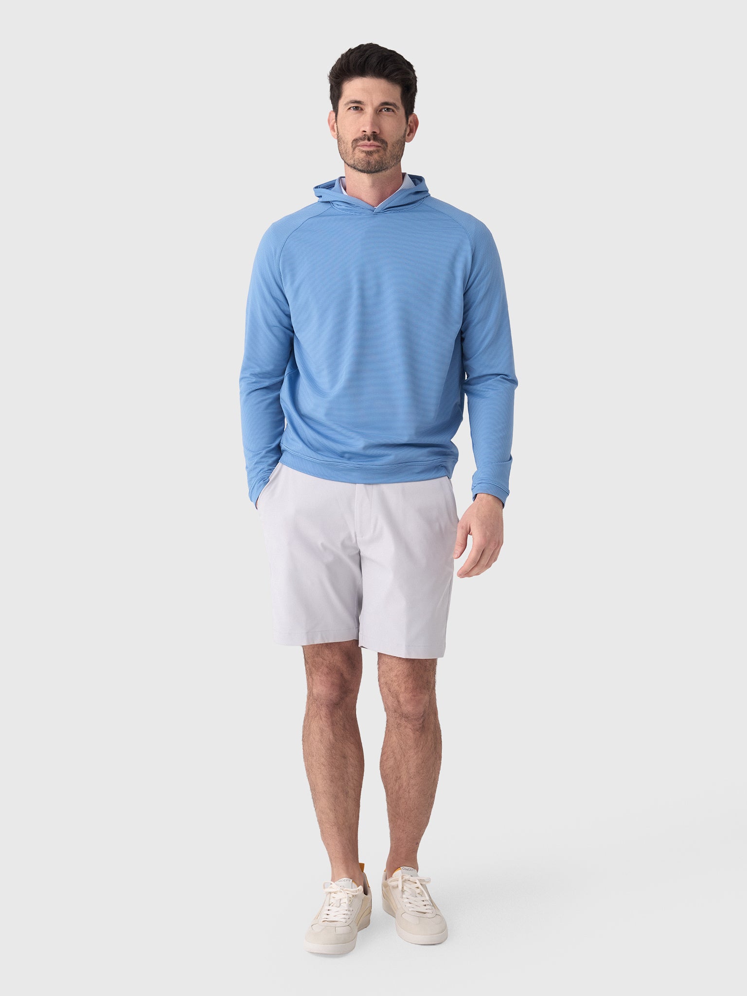 Peter Millar Crown Sport Men's Pine Sugar Stripe Performance Hoodie - Saint Bernard