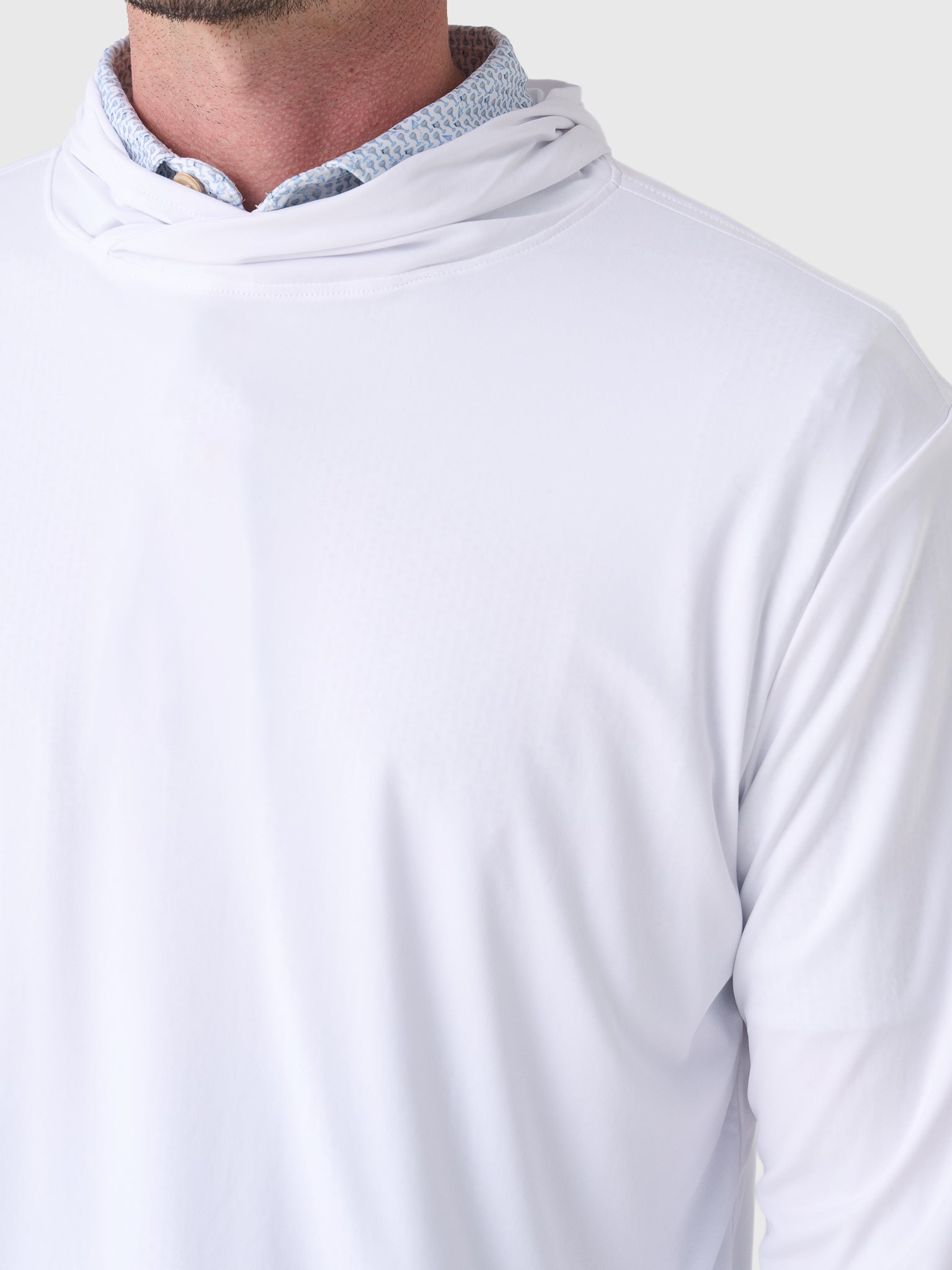 Peter Millar Crown Sport Men's Featherweight Performance Sun Shirt Hoodie - Saint Bernard