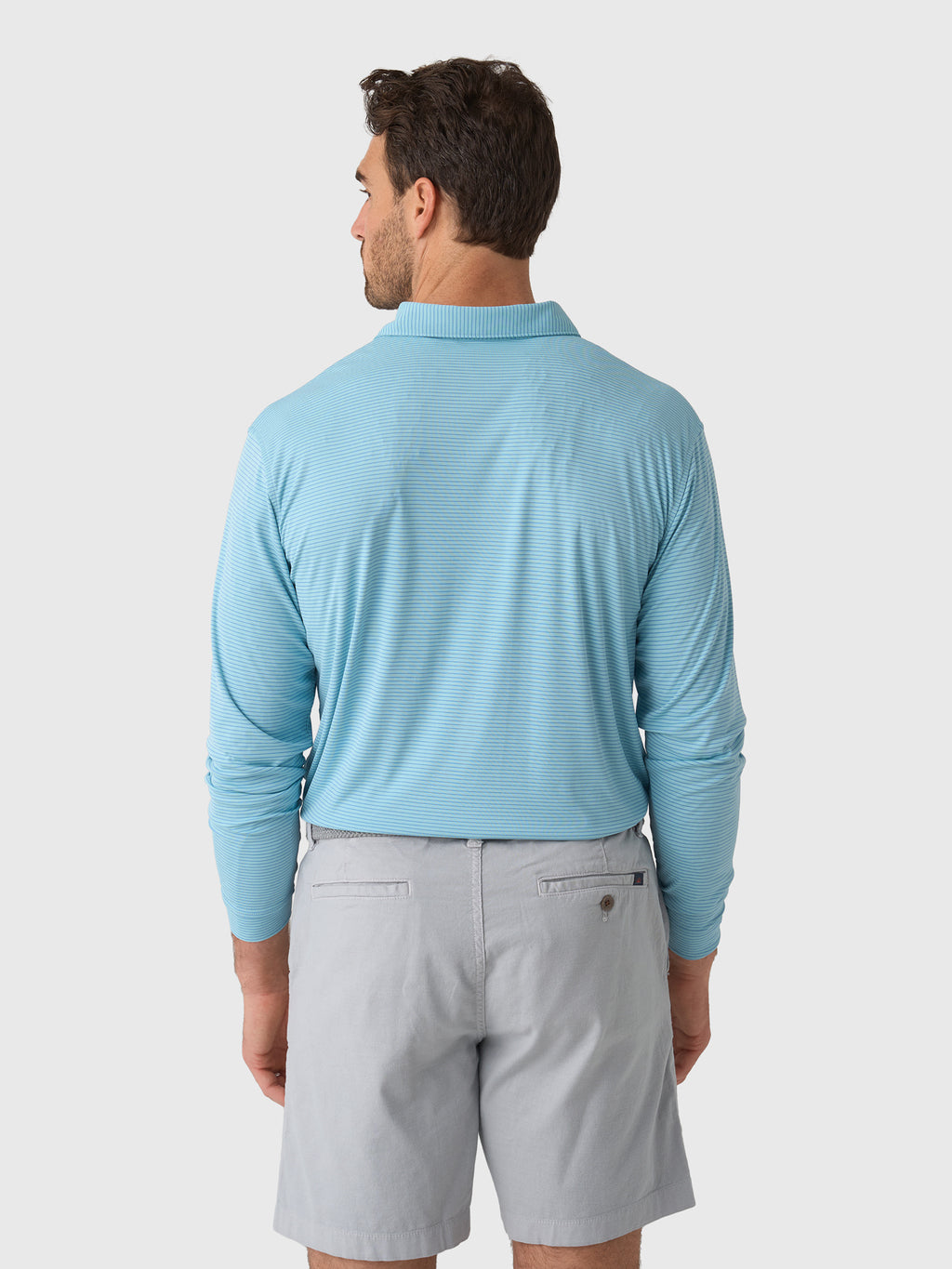 Peter Millar Crown Sport Men's Featherweight Stripe Long-Sleeve Performance Polo - Saint Bernard