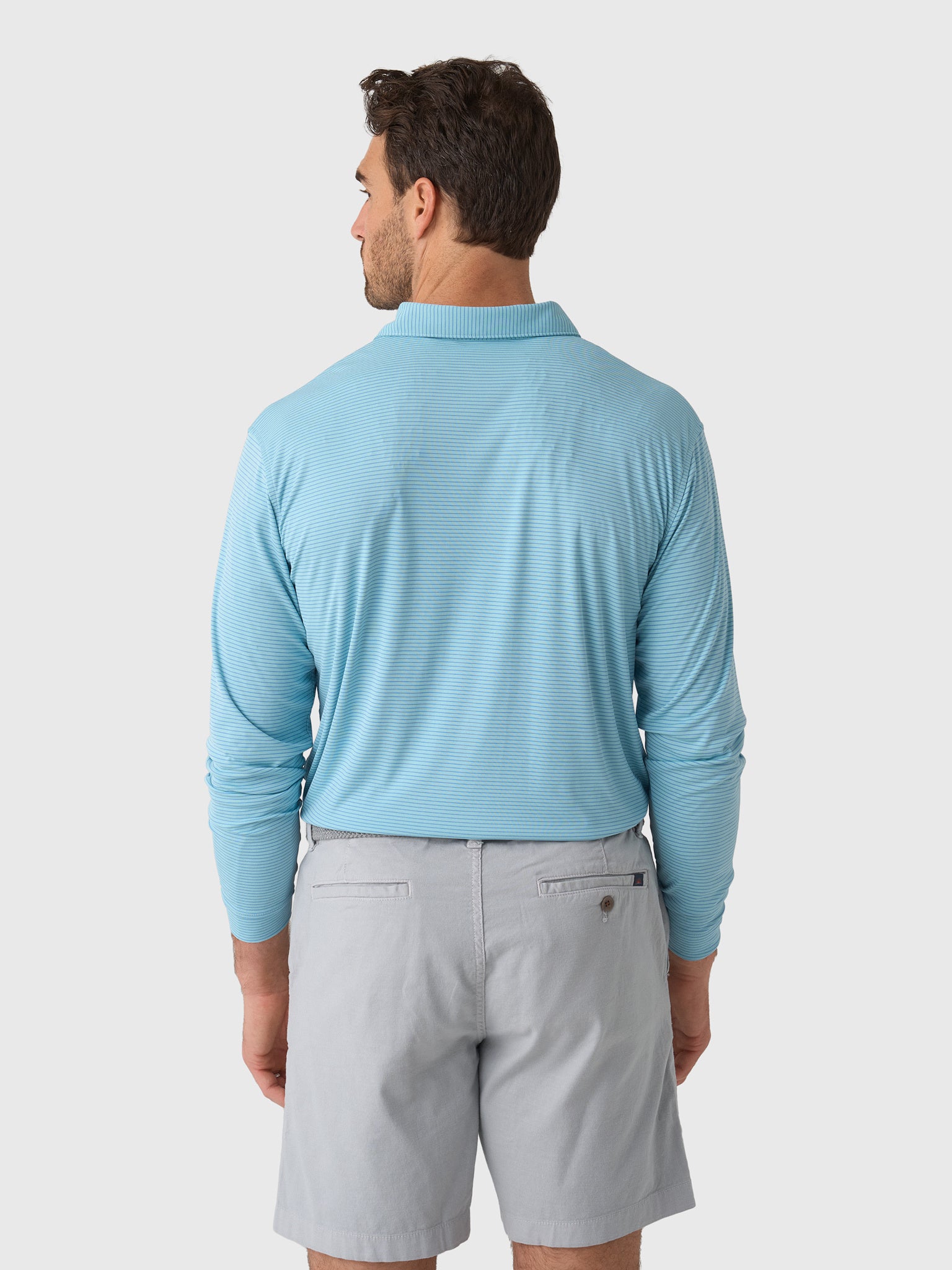 Peter Millar Crown Sport Men's Featherweight Stripe Long-Sleeve Performance Polo - Saint Bernard