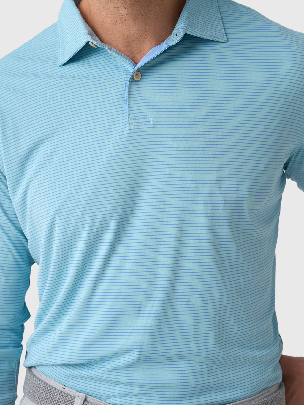 Peter Millar Crown Sport Men's Featherweight Stripe Long-Sleeve Performance Polo - Saint Bernard