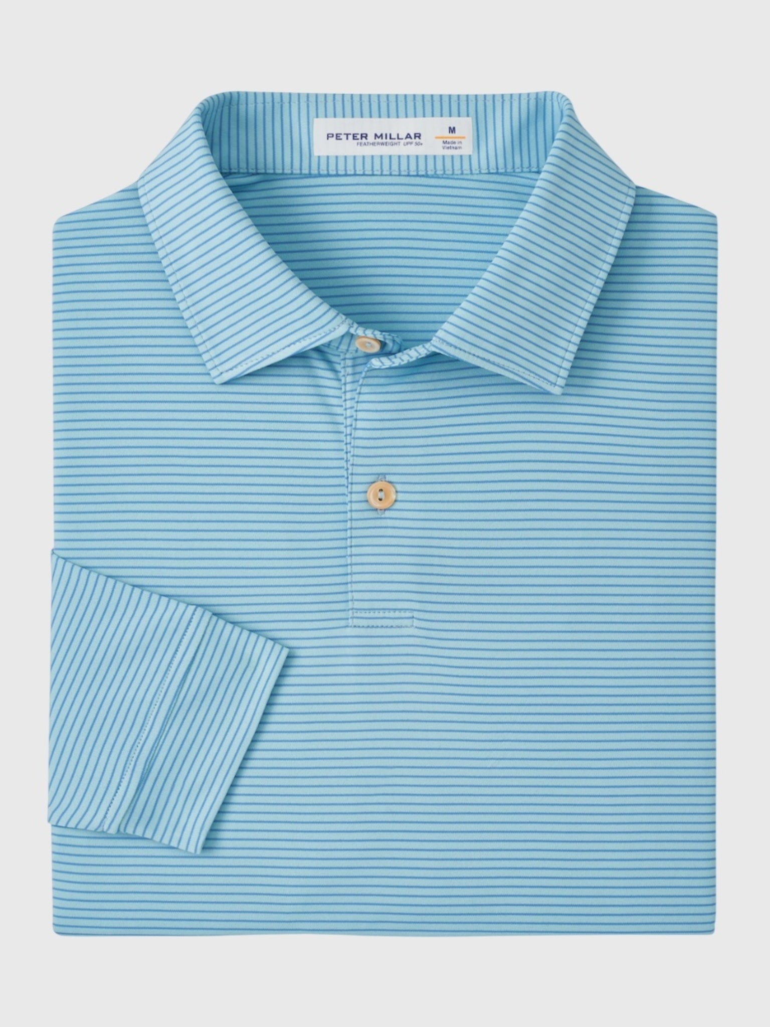 Peter Millar Crown Sport Men's Featherweight Stripe Long-Sleeve Performance Polo - Saint Bernard