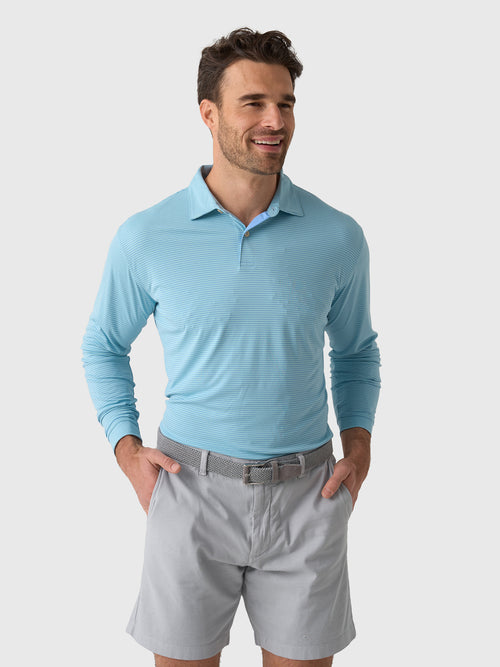 Peter Millar Crown Sport Men's Featherweight Stripe Long-Sleeve Performance Polo