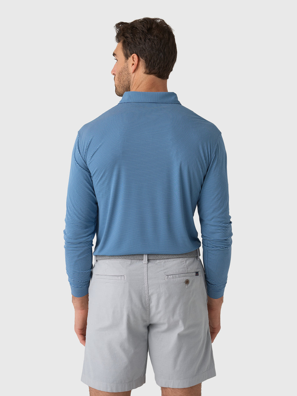 Peter Millar Crown Sport Men's Featherweight Stripe Long-Sleeve Performance Polo - Saint Bernard