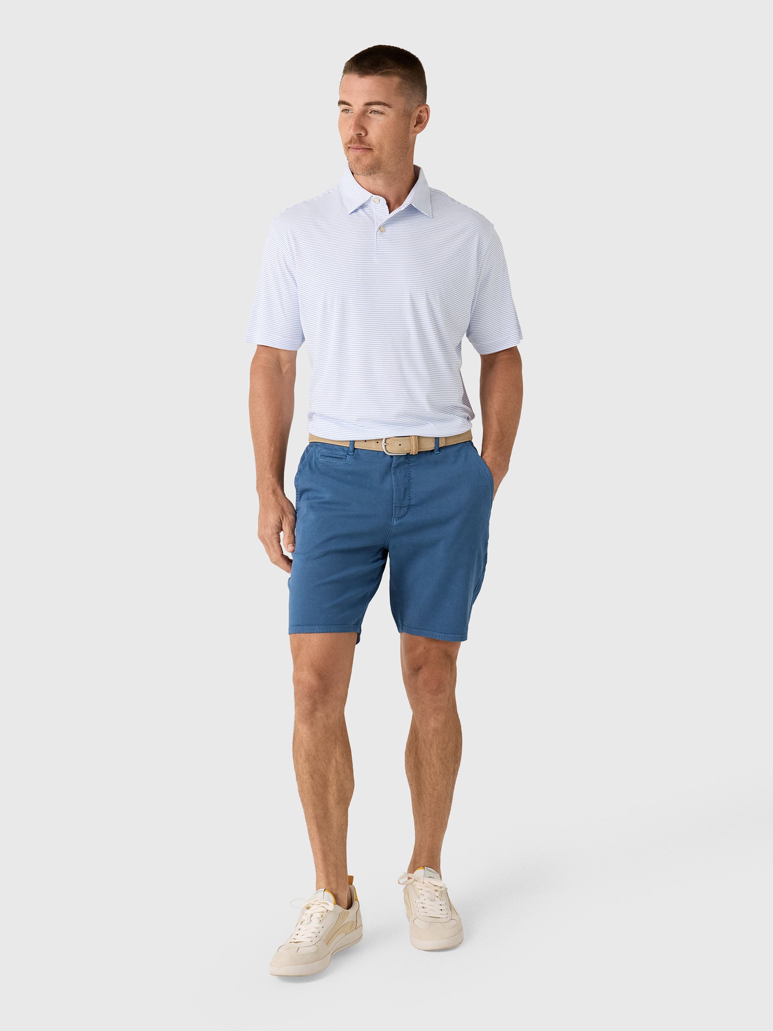 Peter Millar Crown Sport Men's Featherweight Stripe Performance Polo - Saint Bernard