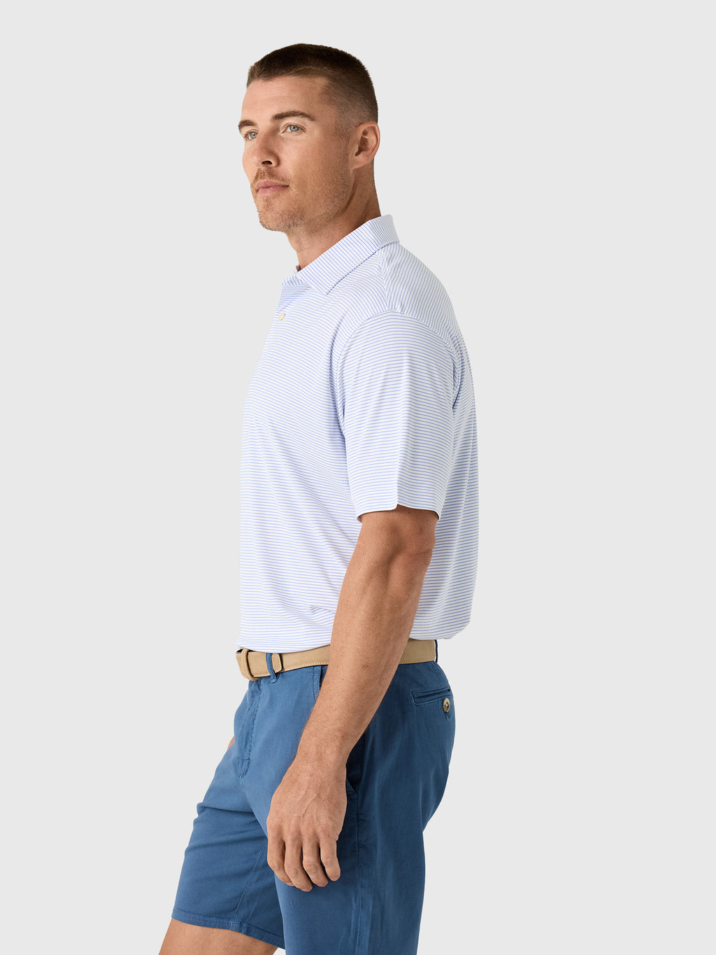 Peter Millar Crown Sport Men's Featherweight Stripe Performance Polo - Saint Bernard