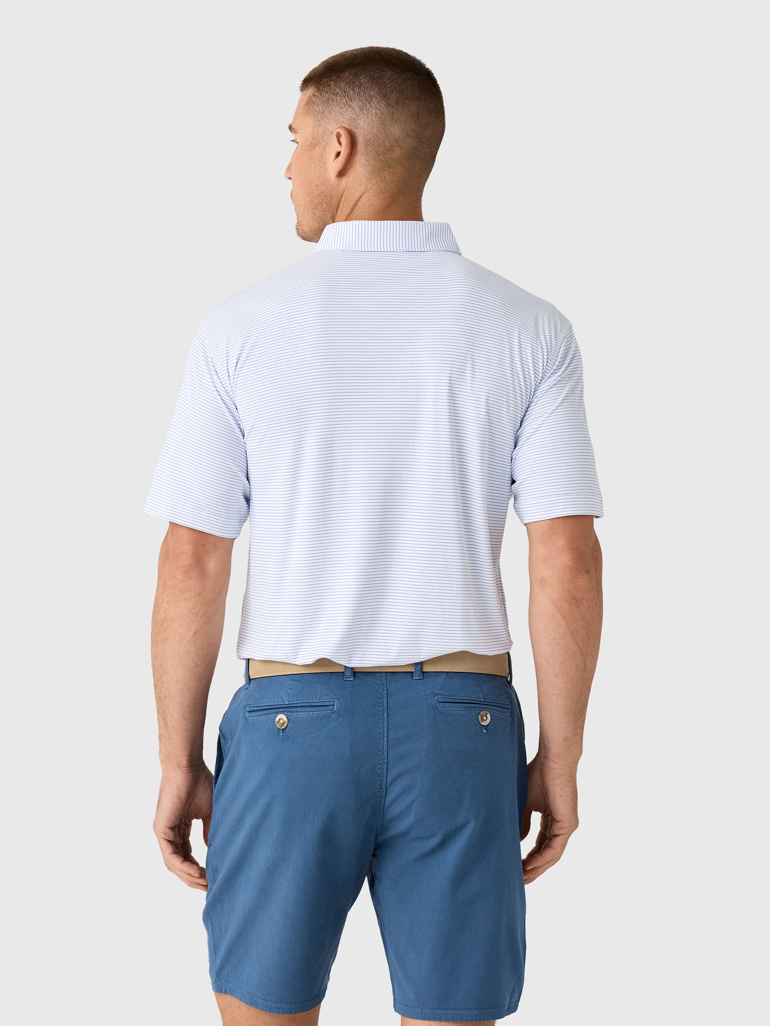 Peter Millar Crown Sport Men's Featherweight Stripe Performance Polo - Saint Bernard