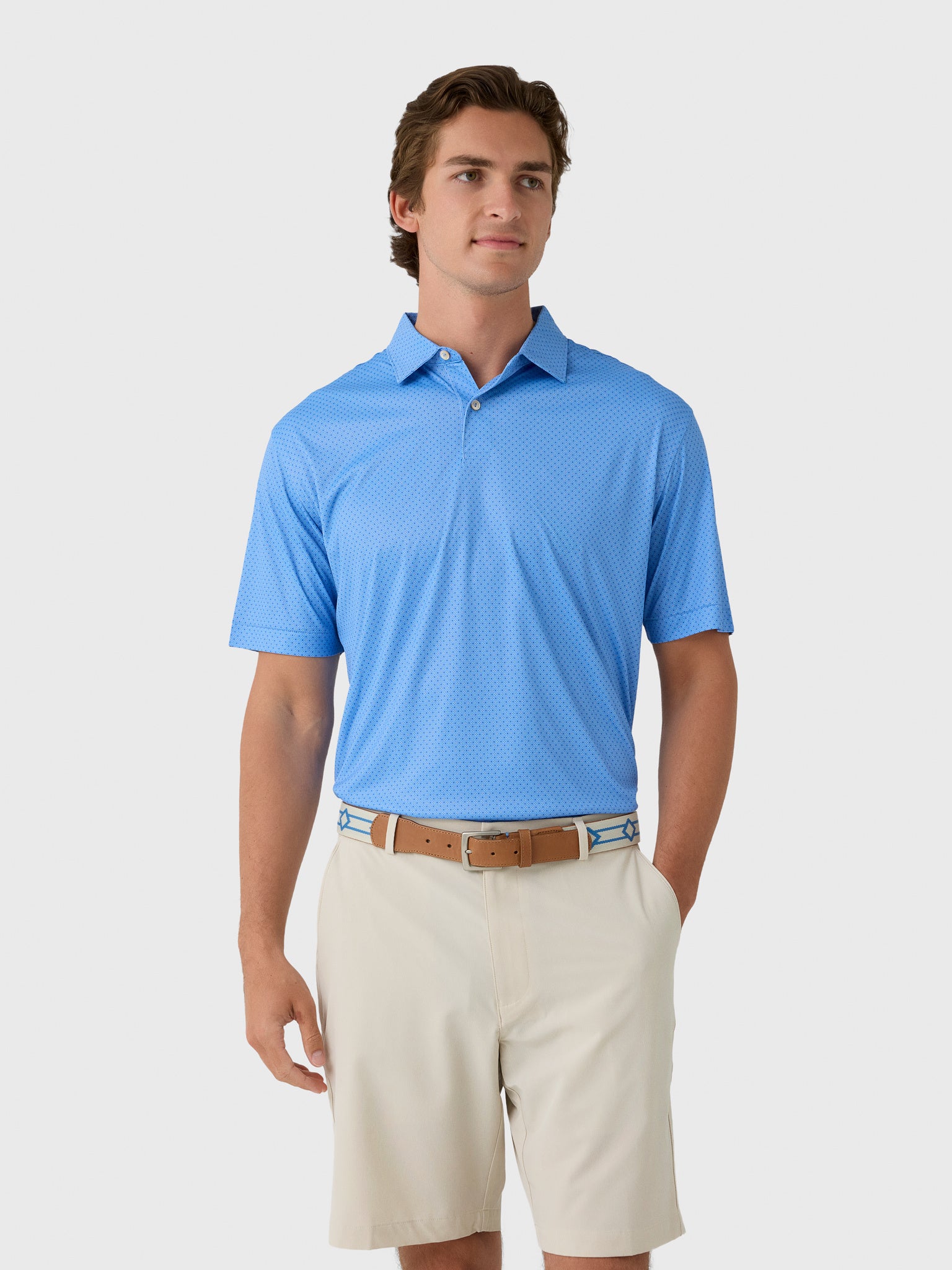 Peter Millar Crown Sport Men's Featherweight Starmount Performance Polo - Saint Bernard