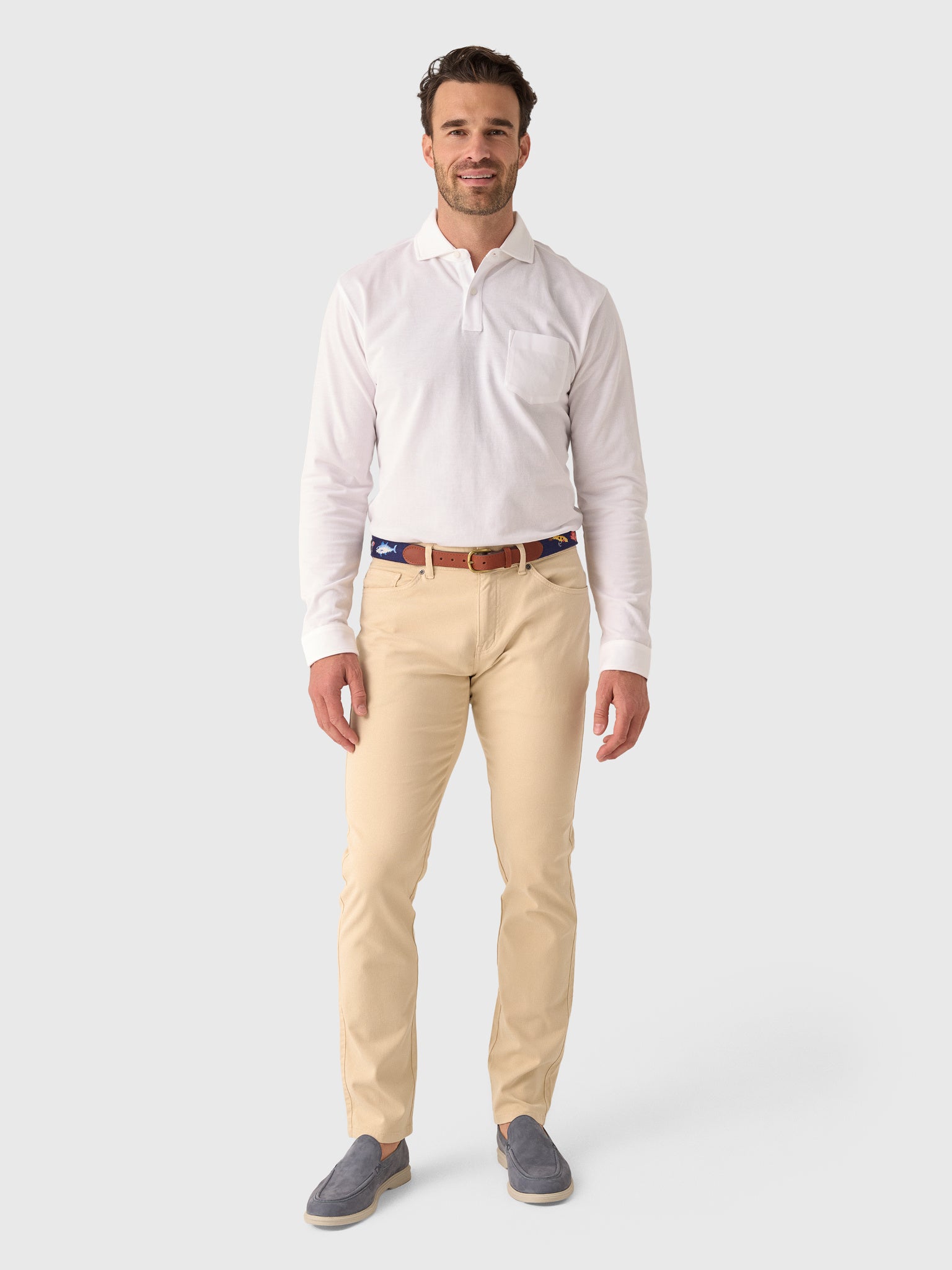Peter Millar Crown Men's Everyday Piqué Long Sleeve Polo - Saint Bernard