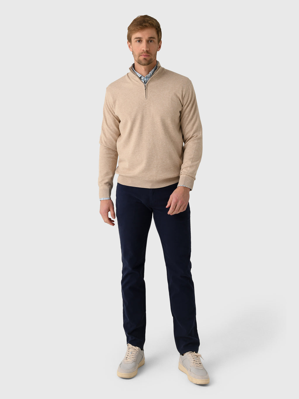 Peter Millar Crown Men's Coolspun Lite Cotton Quarter-Zip Sweater - Saint Bernard