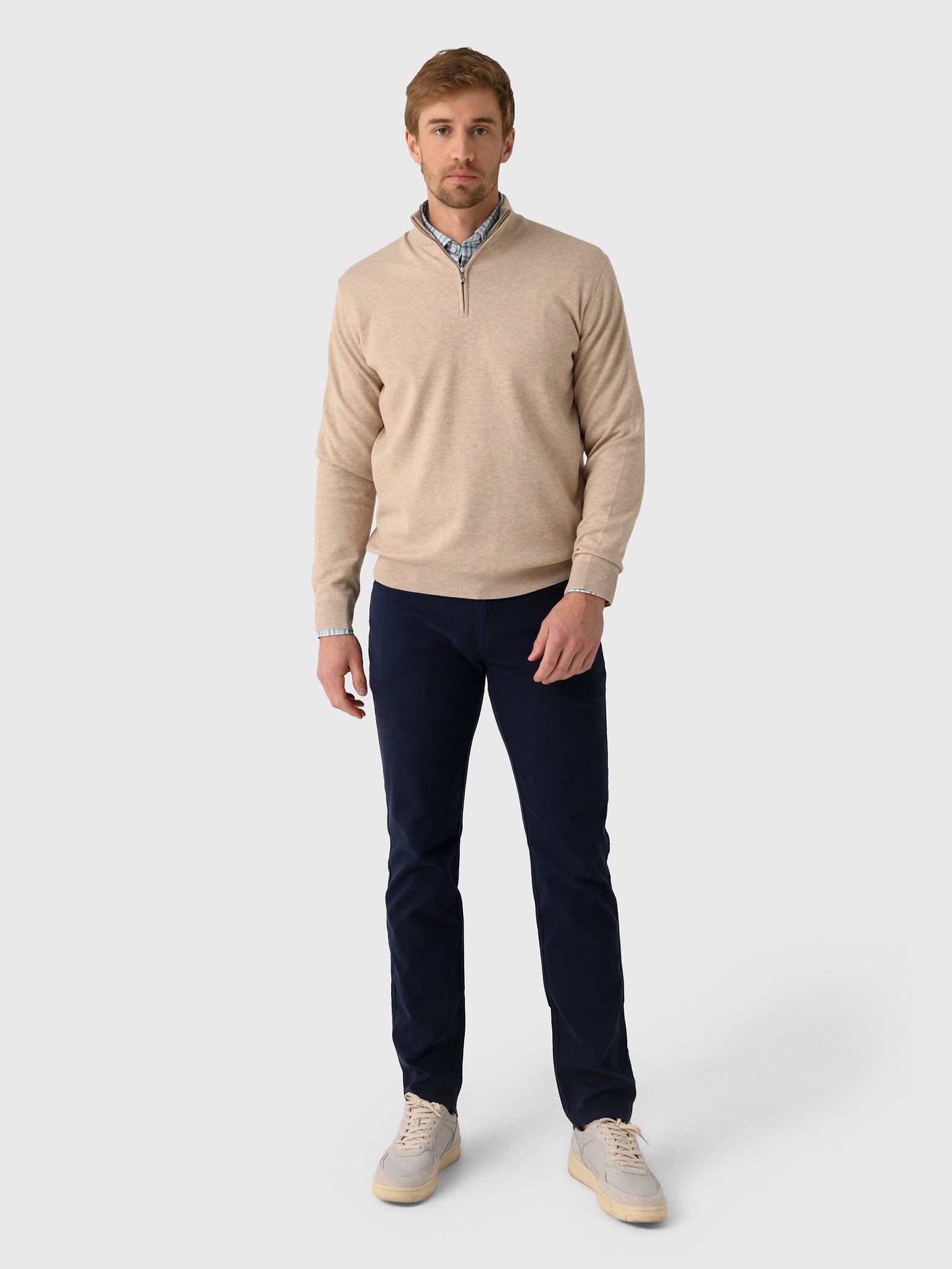 Peter Millar Crown Men's Coolspun Lite Cotton Quarter-Zip Sweater - Saint Bernard