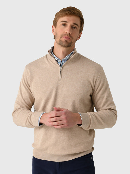 Peter Millar Crown Men's Coolspun Lite Cotton Quarter-Zip Sweater - Saint Bernard