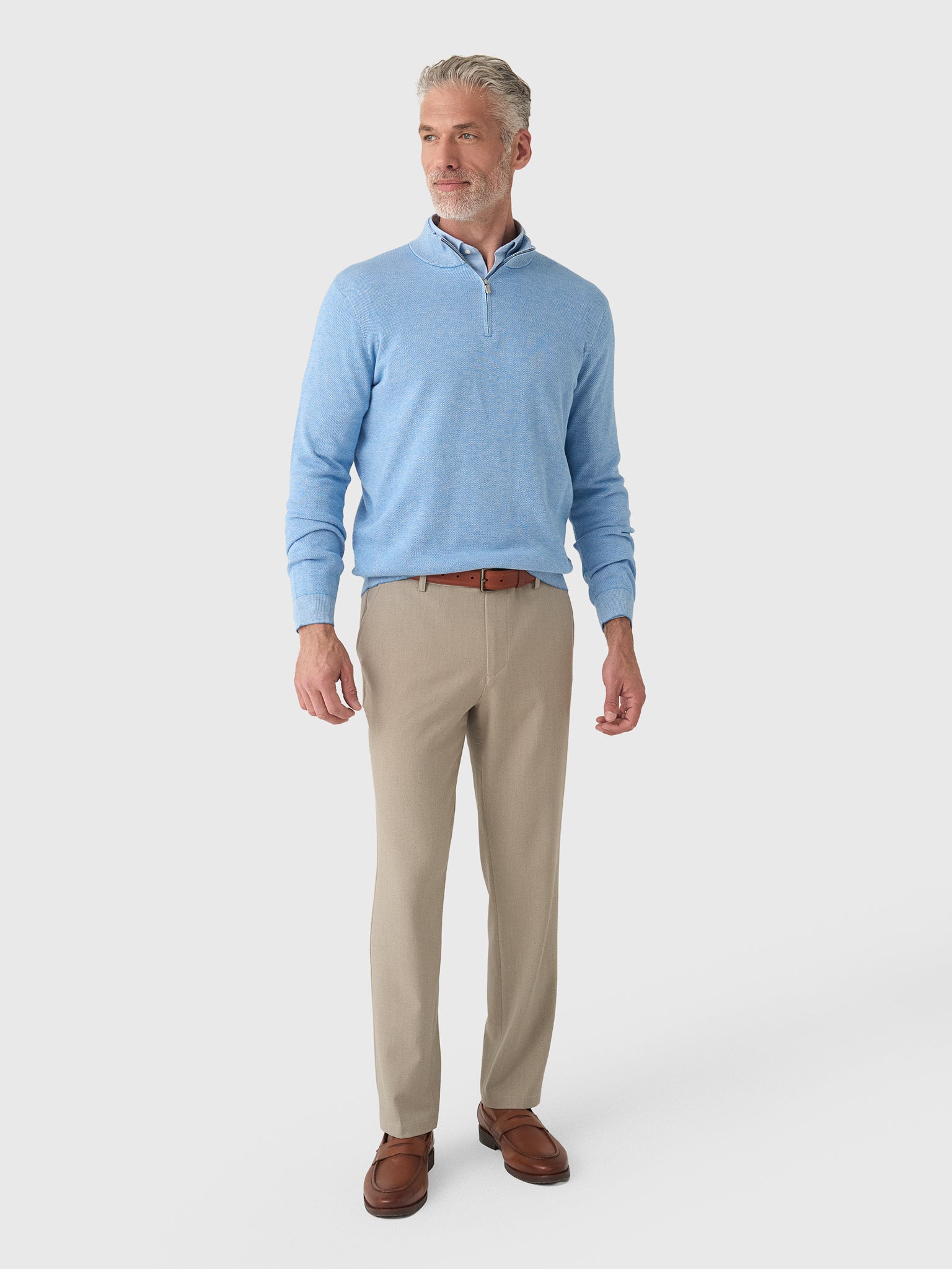 Peter Millar Crown Men's Coolspun Lite Birdseye Quarter-Zip Sweater - Saint Bernard