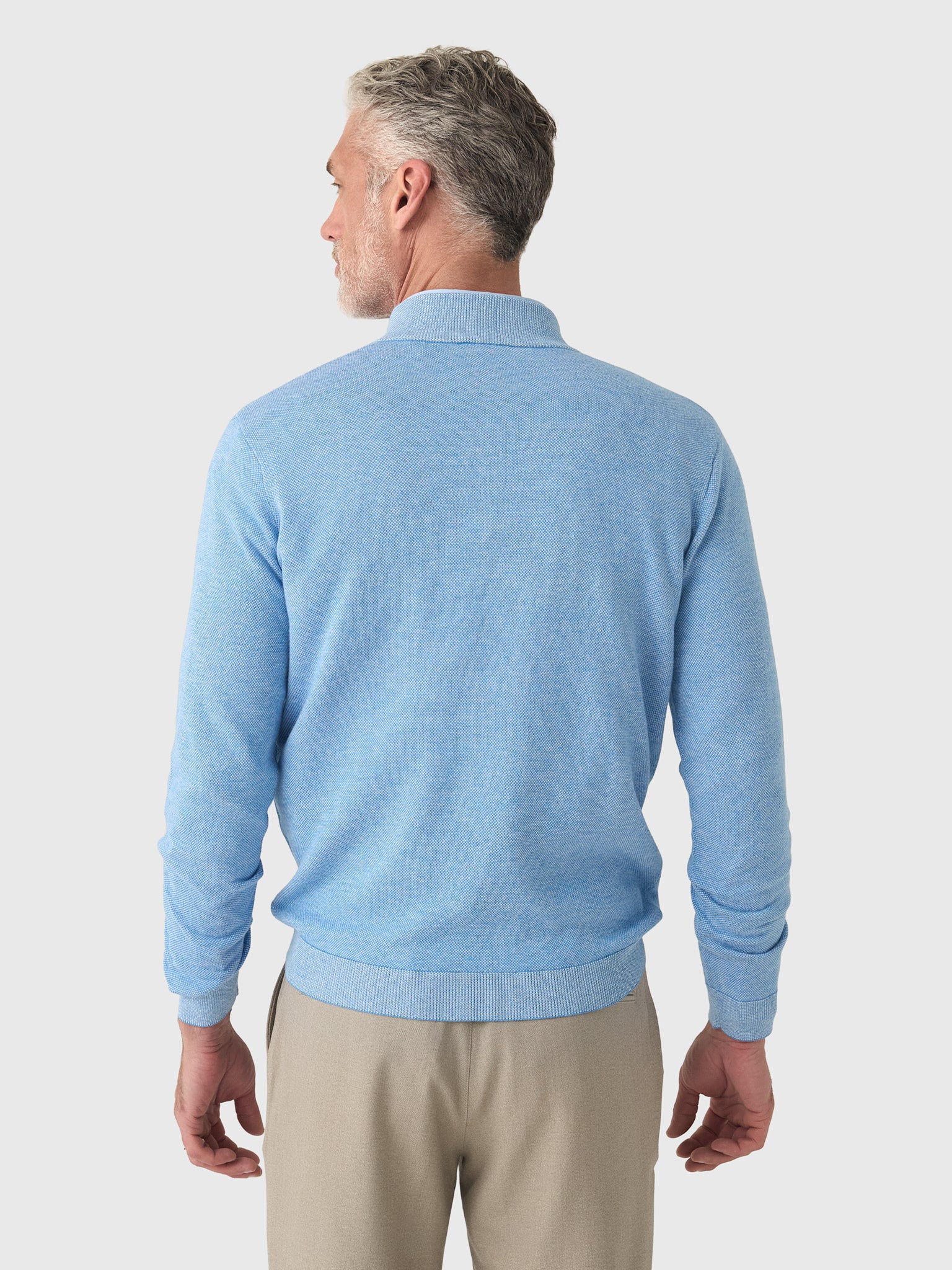 Peter Millar Crown Men's Coolspun Lite Birdseye Quarter-Zip Sweater - Saint Bernard