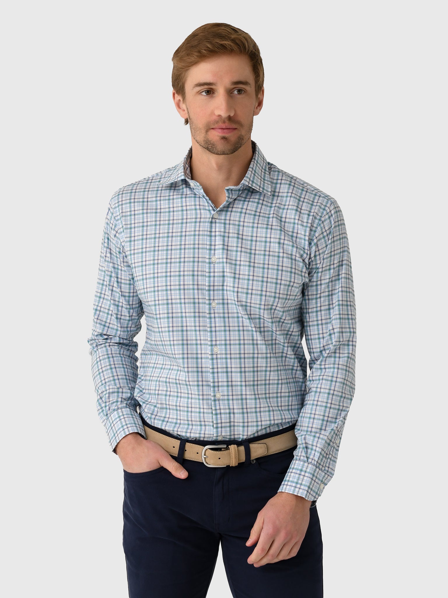 Peter Millar Crown Men's Simon Crown Lite Cotton-Stretch Sport Shirt - Saint Bernard