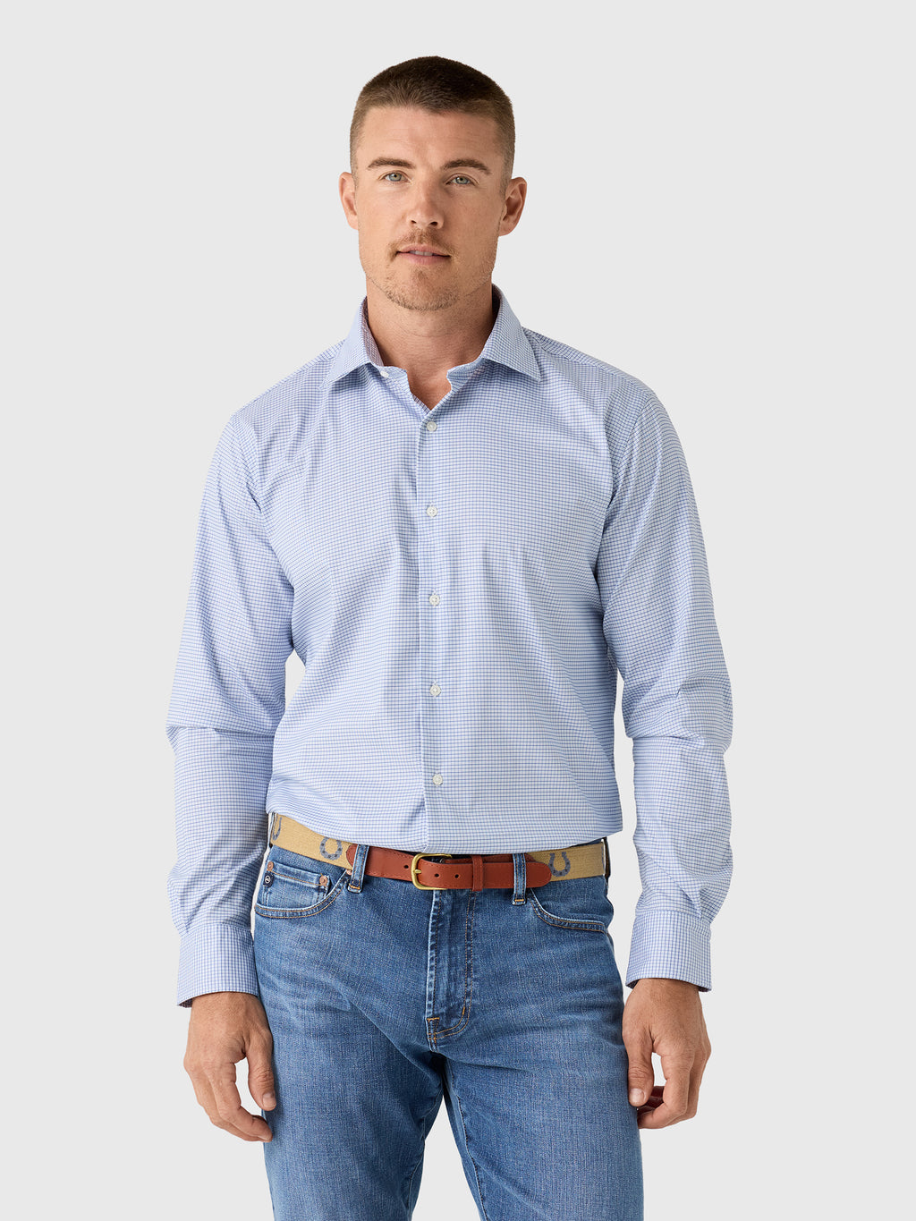 Peter Millar Crown Men's Conway Crown Lite Cotton-Stretch Sport Shirt - Saint Bernard