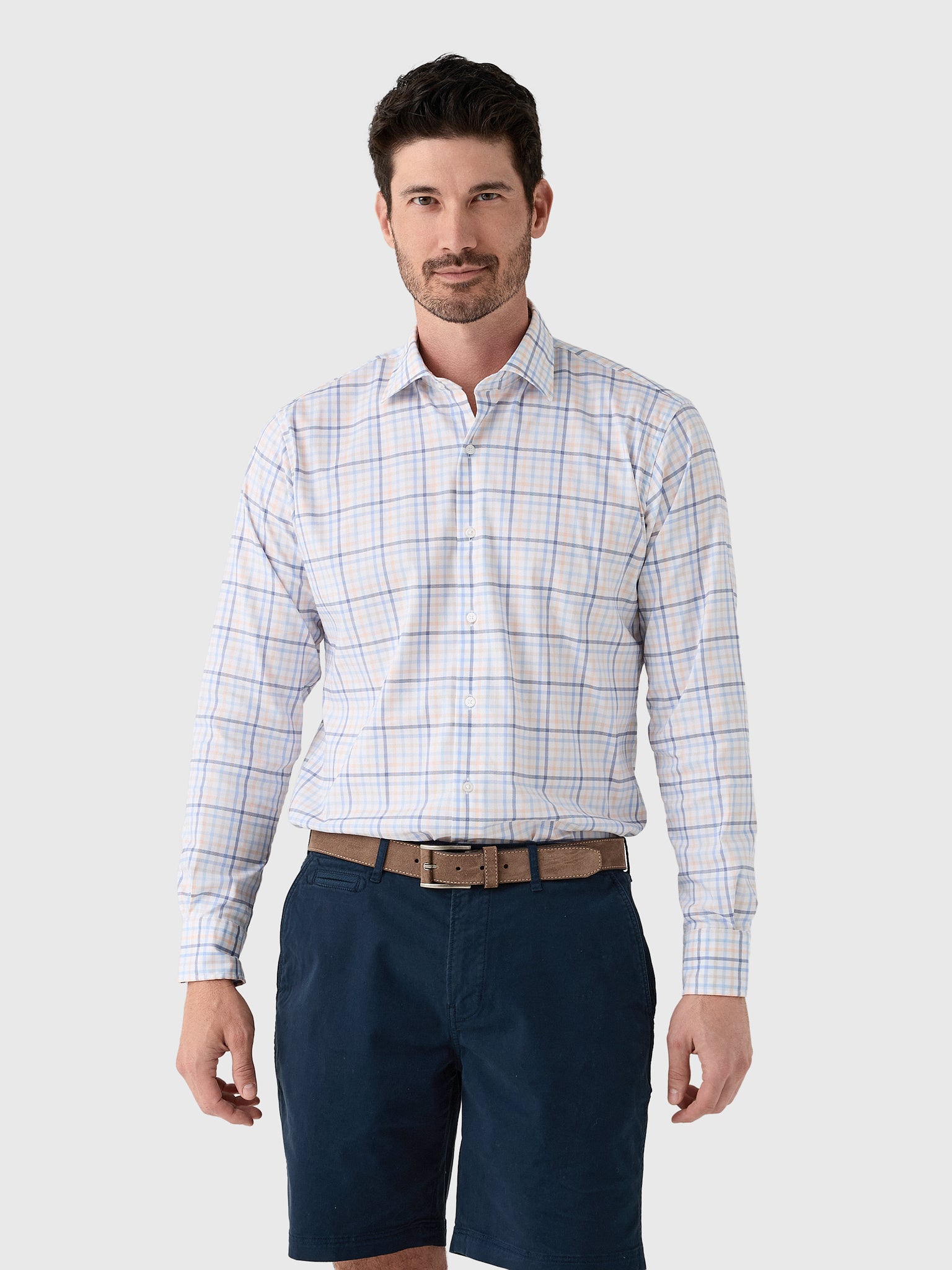 Peter Millar Crown Men's Warren Crown Lite Cotton-Stretch Sport Shirt - Saint Bernard