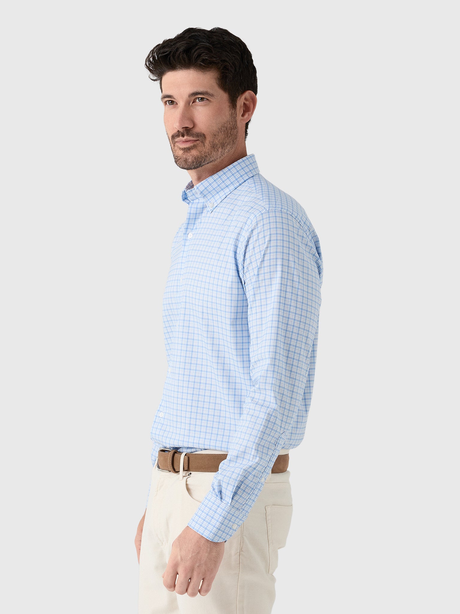 Peter Millar Crown Men's Calvin Crown Lite Cotton-Stretch Sport Shirt - Saint Bernard