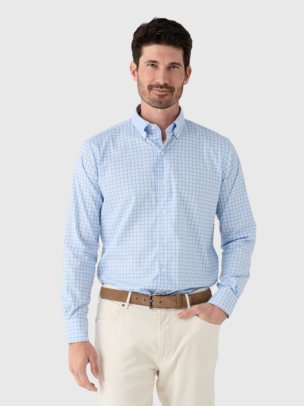 Peter Millar Crown Men's Calvin Crown Lite Cotton-Stretch Sport Shirt - Saint Bernard