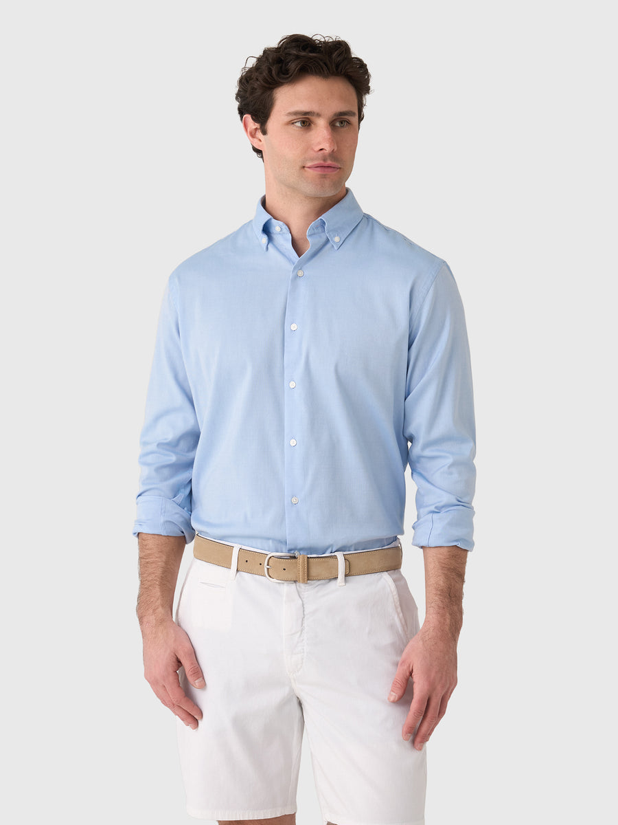Peter Millar Crown Men's Campbell Perfect Pinpoint Cotton-Stretch Sport Shirt - Saint Bernard