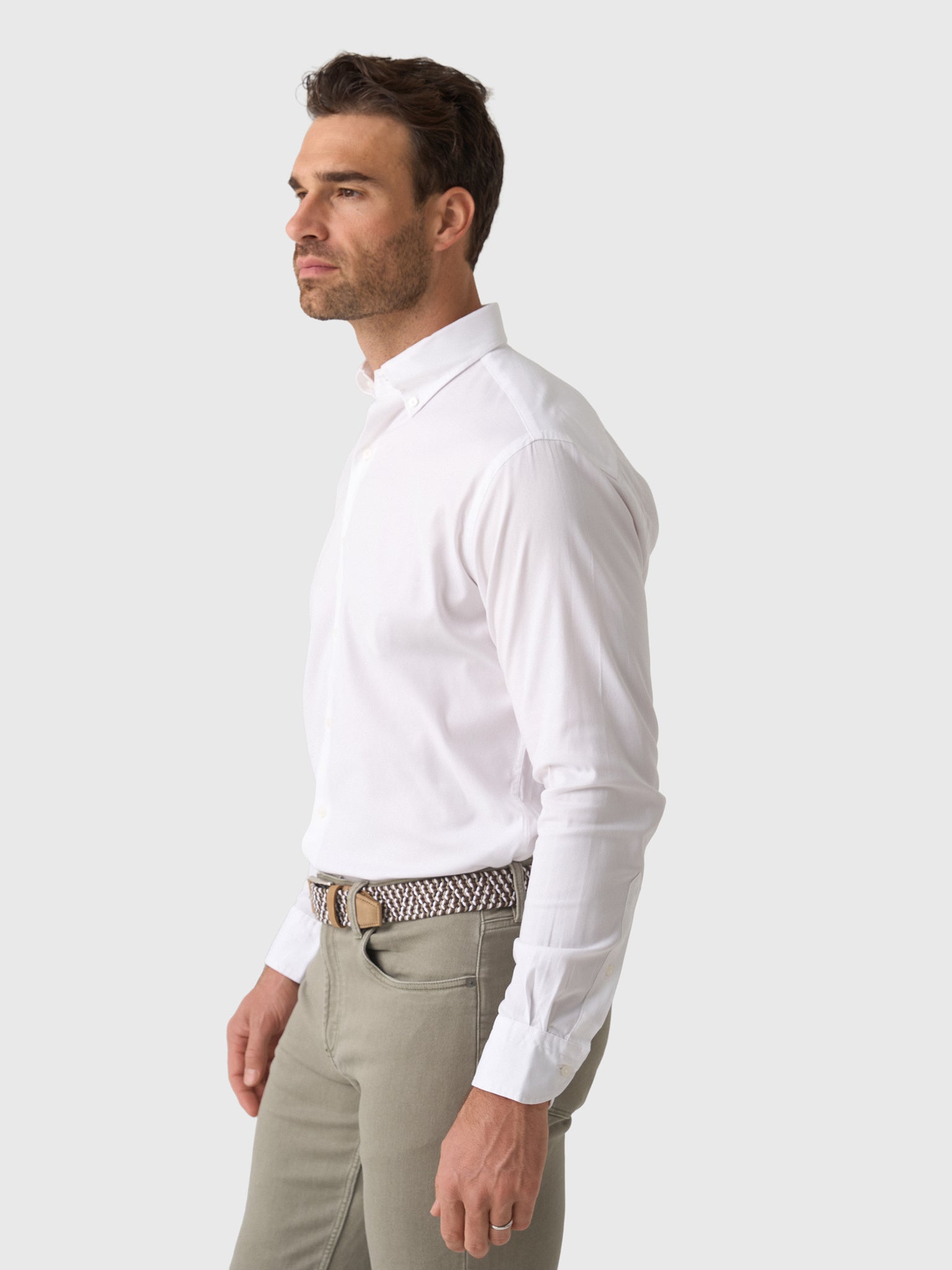 Peter Millar Crown Men's Campbell Perfect Pinpoint Cotton-Stretch Sport Shirt - Saint Bernard