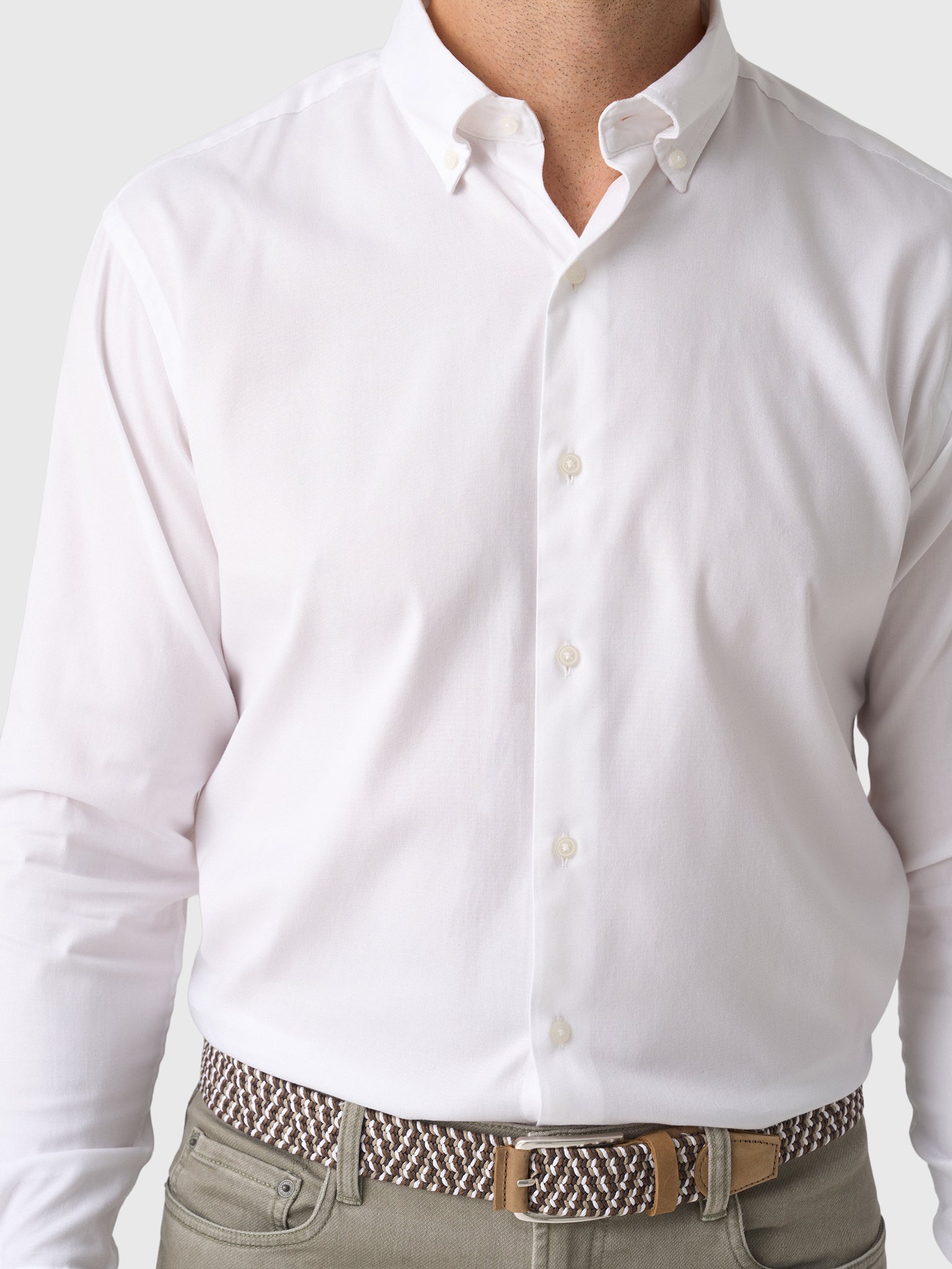 Peter Millar Crown Men's Campbell Perfect Pinpoint Cotton-Stretch Sport Shirt - Saint Bernard