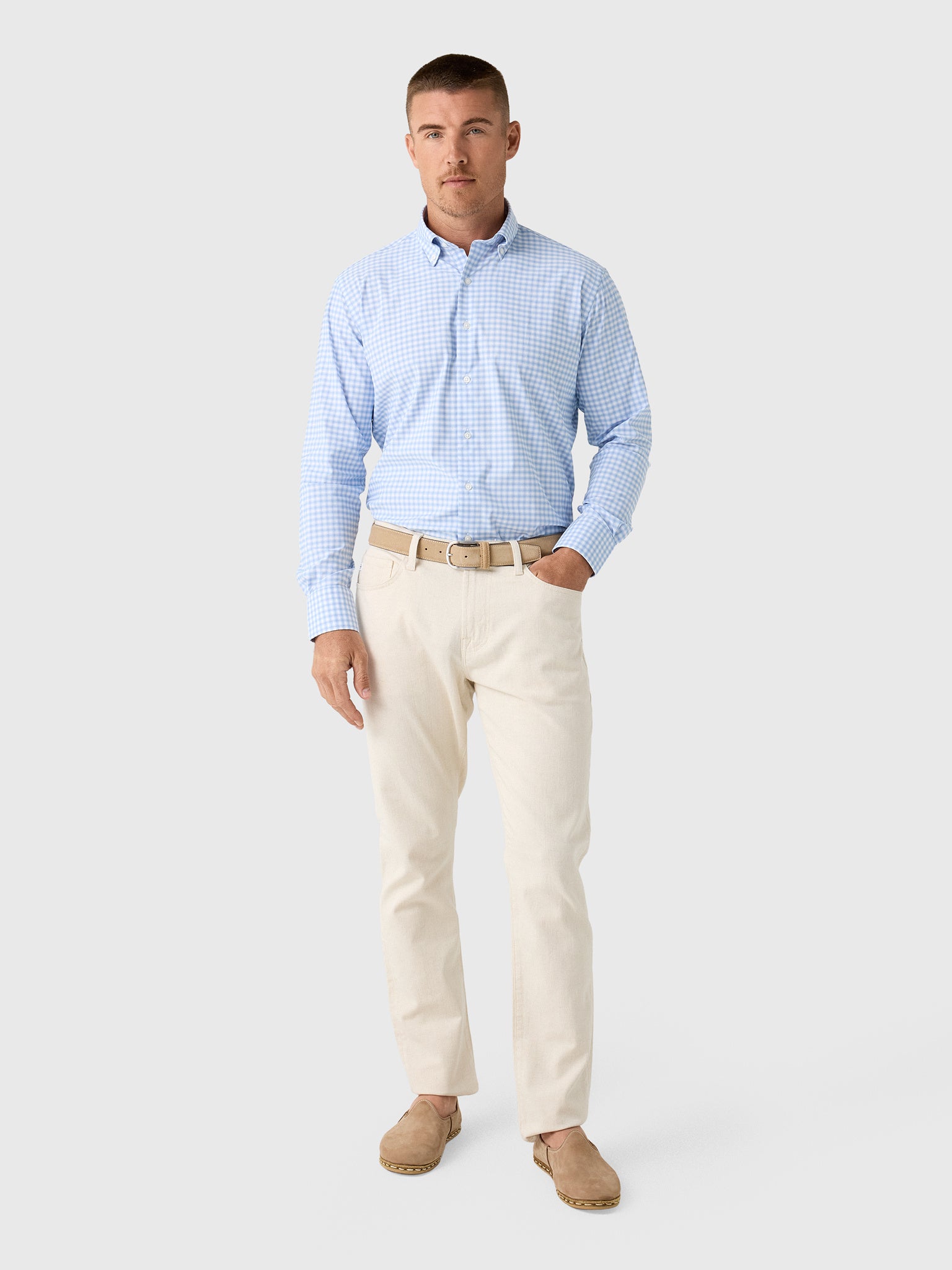 Peter Millar Crown Men's Lewis Performance Twill Sport Shirt - Saint Bernard