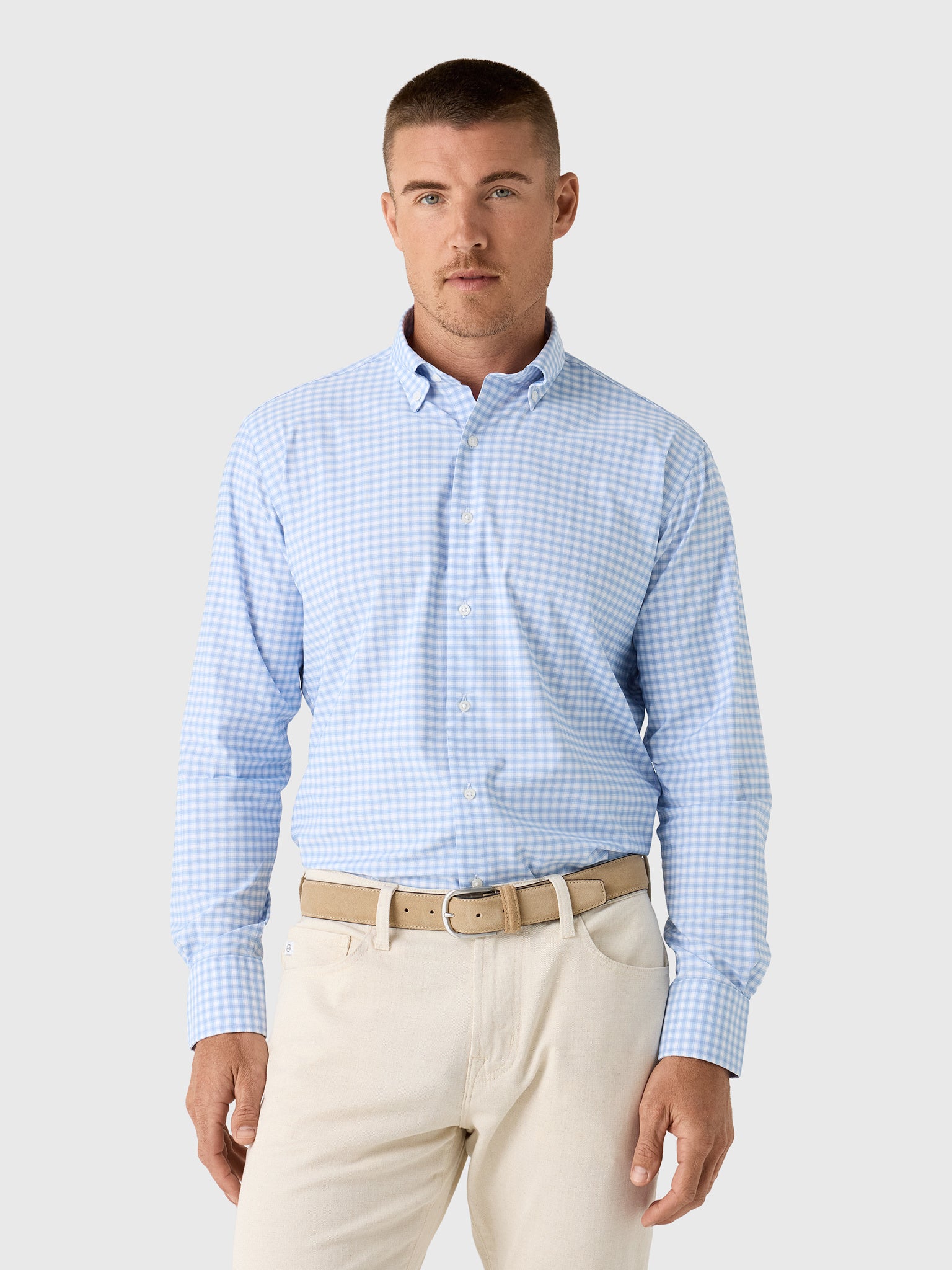 Peter Millar Crown Men's Lewis Performance Twill Sport Shirt - Saint Bernard