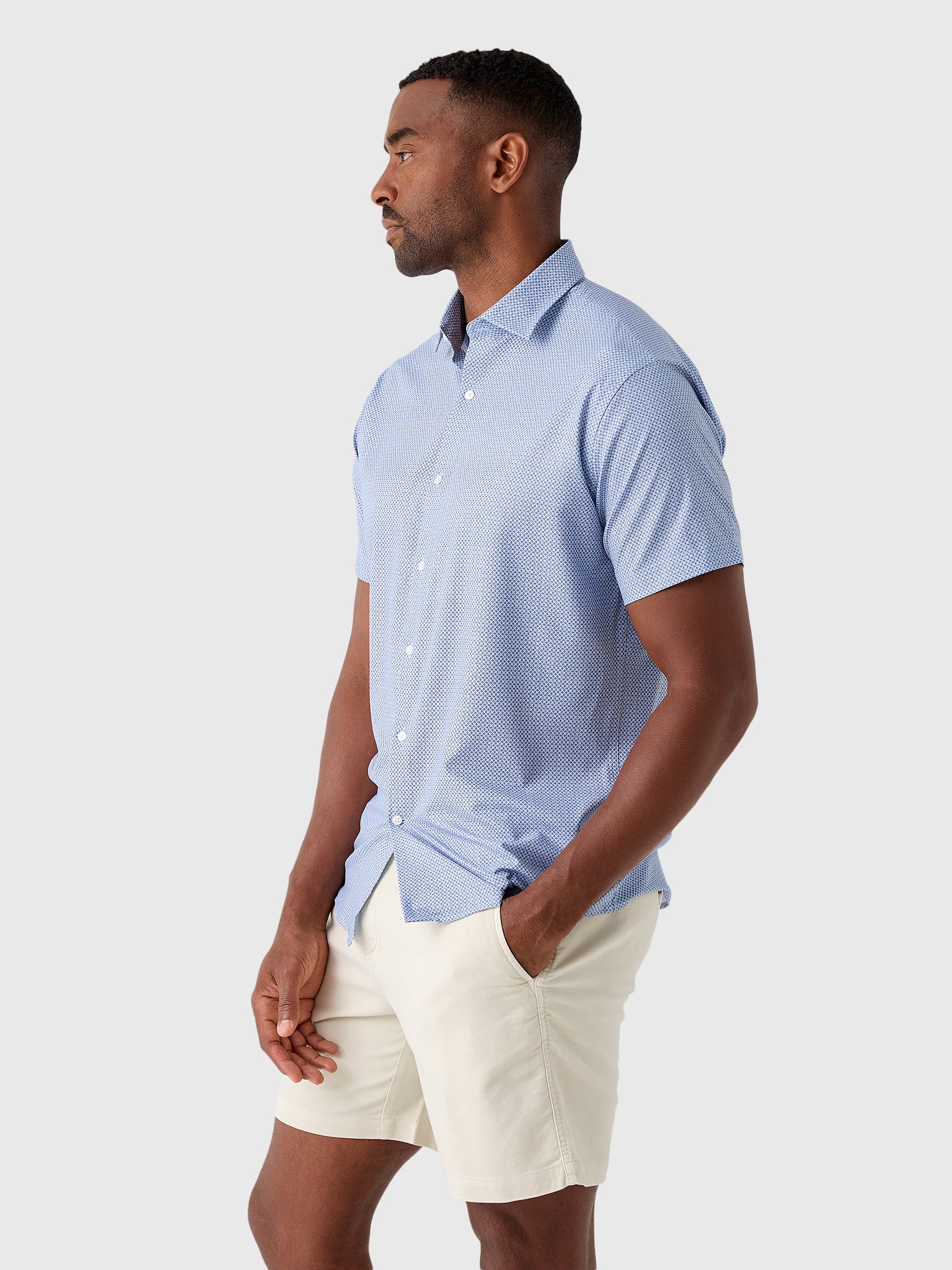 Peter Millar Crown Men's Patton Performance Poplin Sport Shirt - Saint Bernard