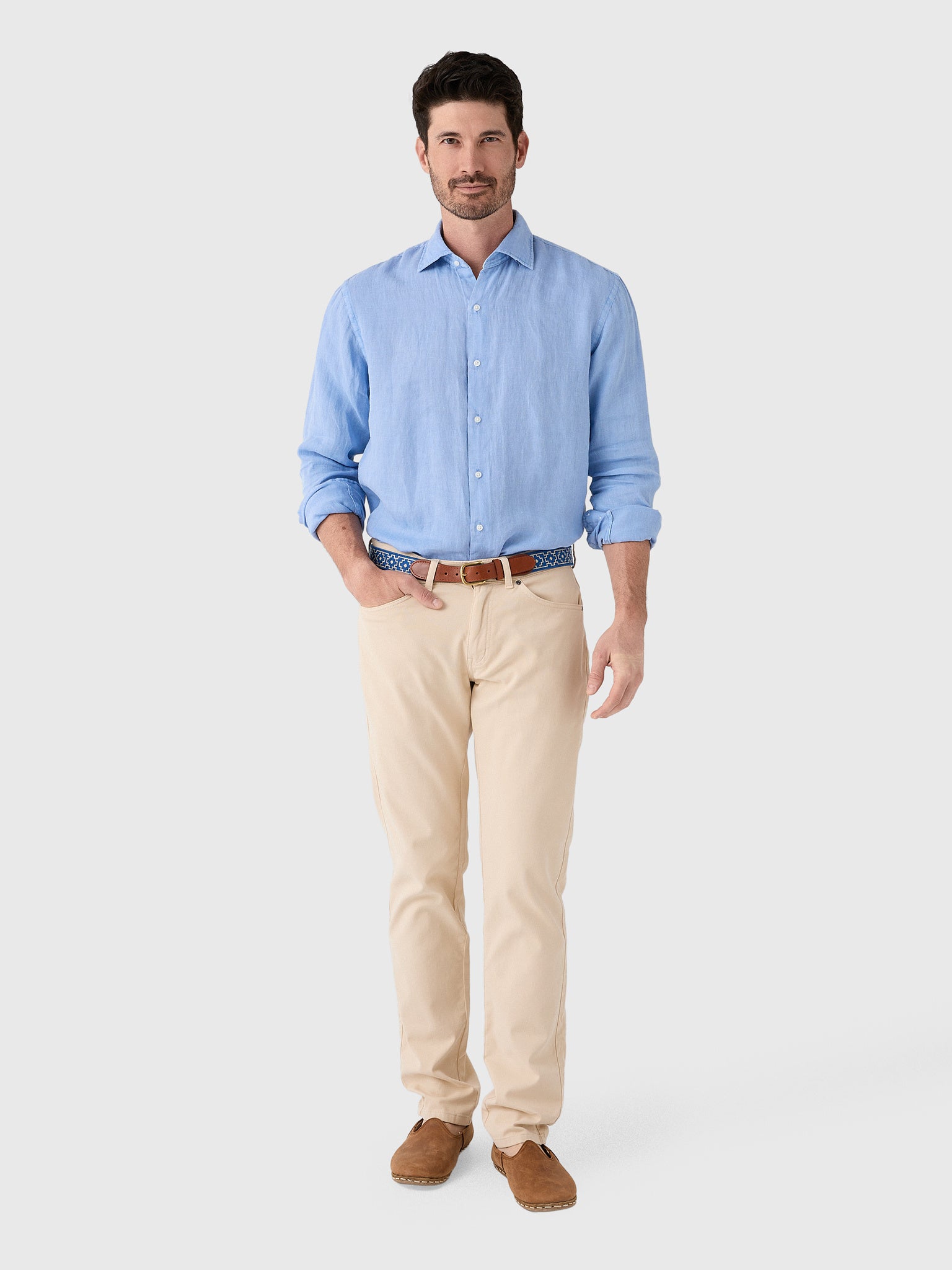 Peter Millar Crown Men's Shoreside Linen Sport Shirt - Saint Bernard
