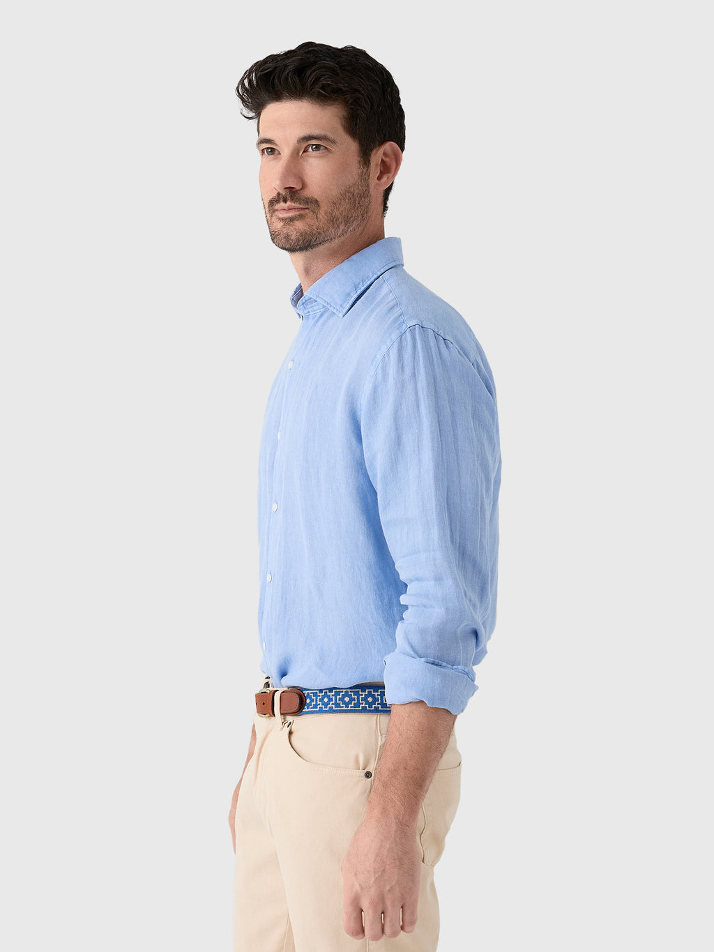 Peter Millar Crown Men's Shoreside Linen Sport Shirt - Saint Bernard