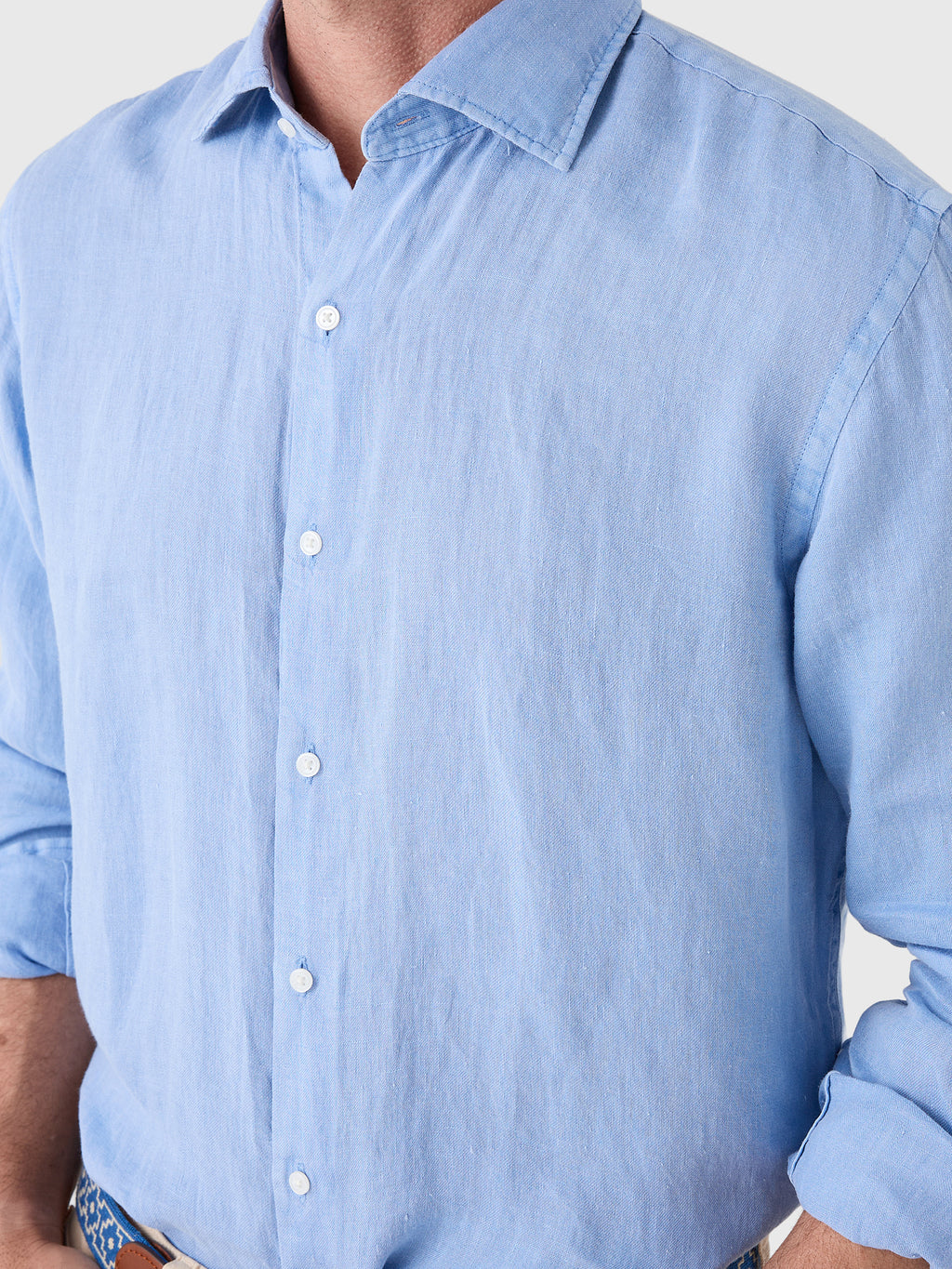 Peter Millar Crown Men's Shoreside Linen Sport Shirt - Saint Bernard