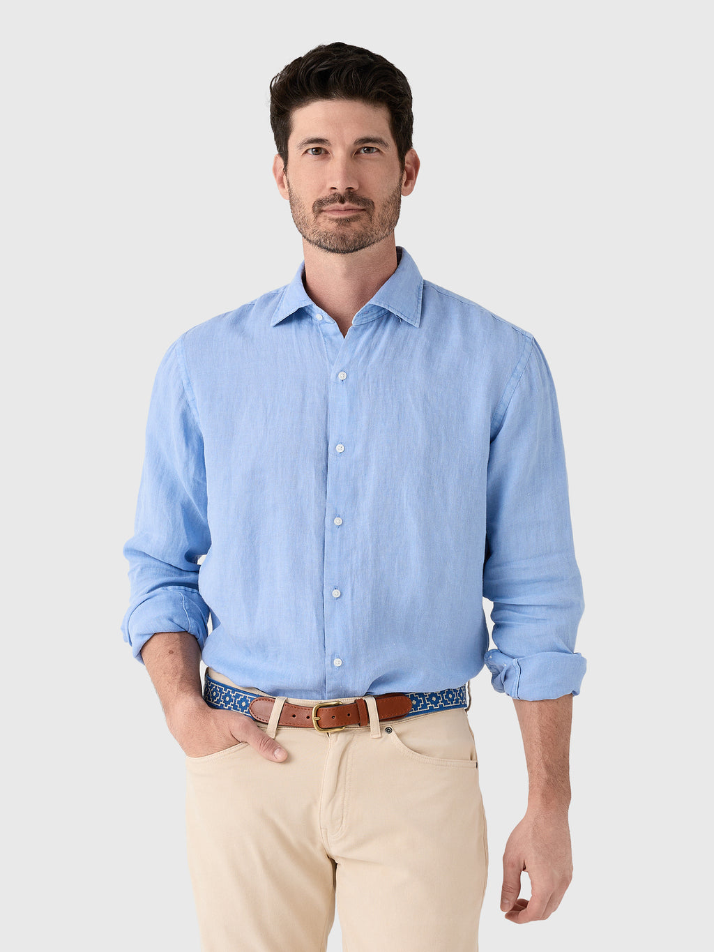 Peter Millar Crown Men's Shoreside Linen Sport Shirt - Saint Bernard