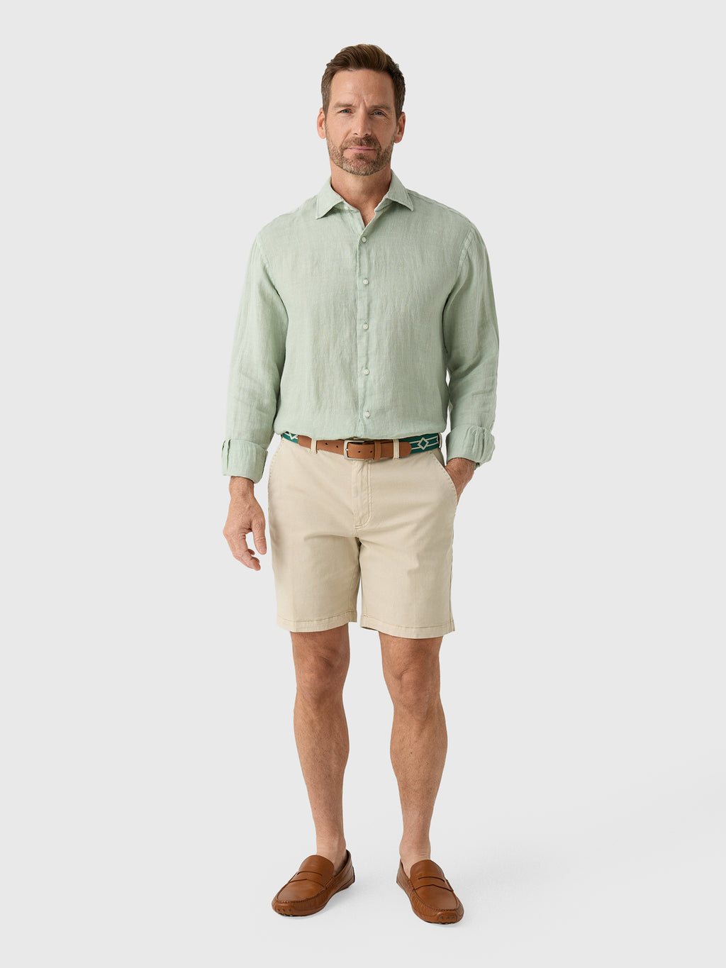 Peter Millar Crown Men's Shoreside Linen Sport Shirt - Saint Bernard