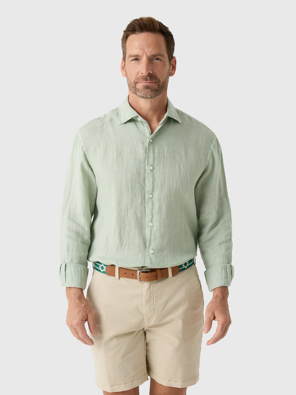 Peter Millar Crown Men's Shoreside Linen Sport Shirt - Saint Bernard