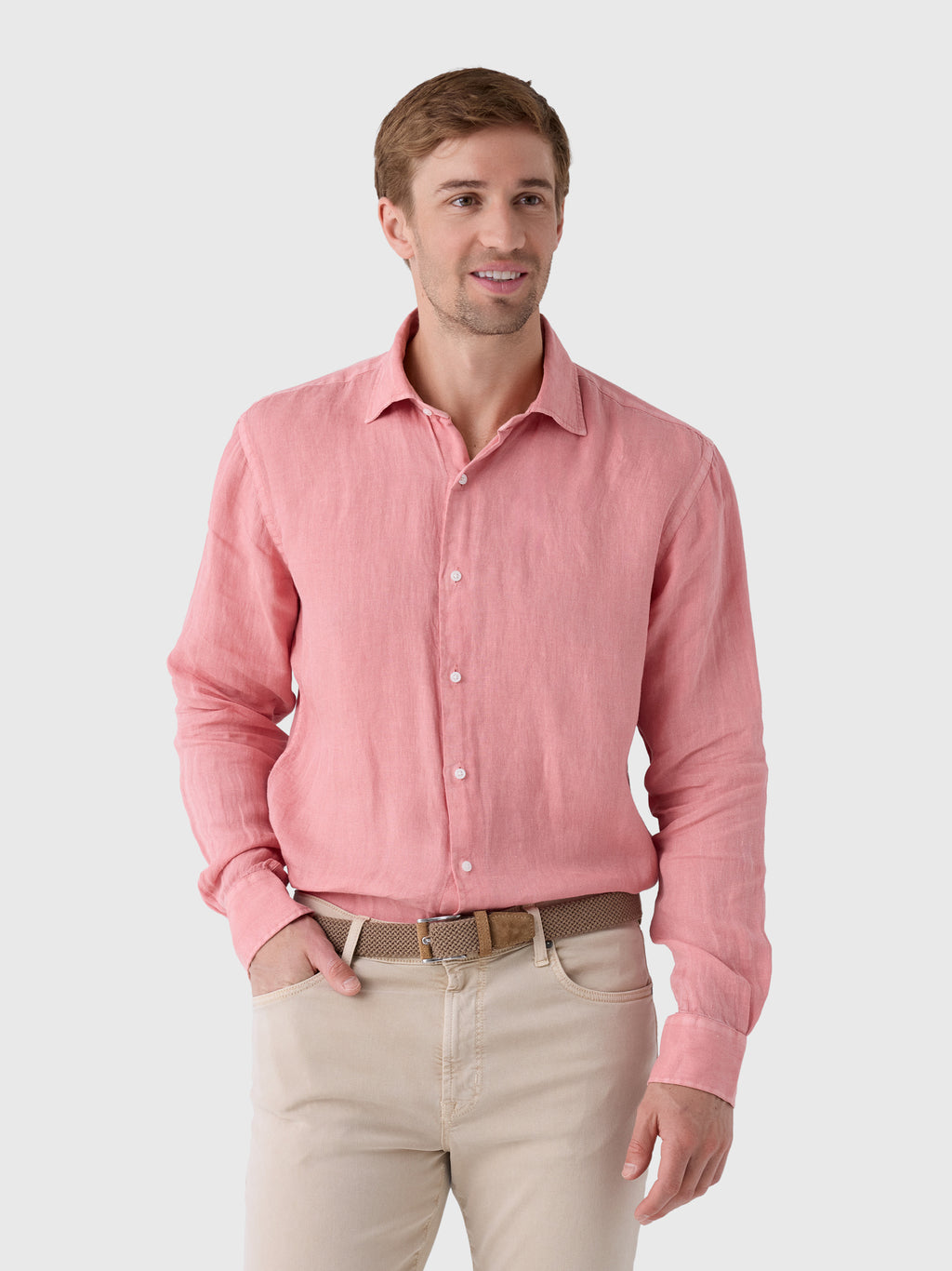 Peter Millar Crown Men's Shoreside Linen Sport Shirt - Saint Bernard